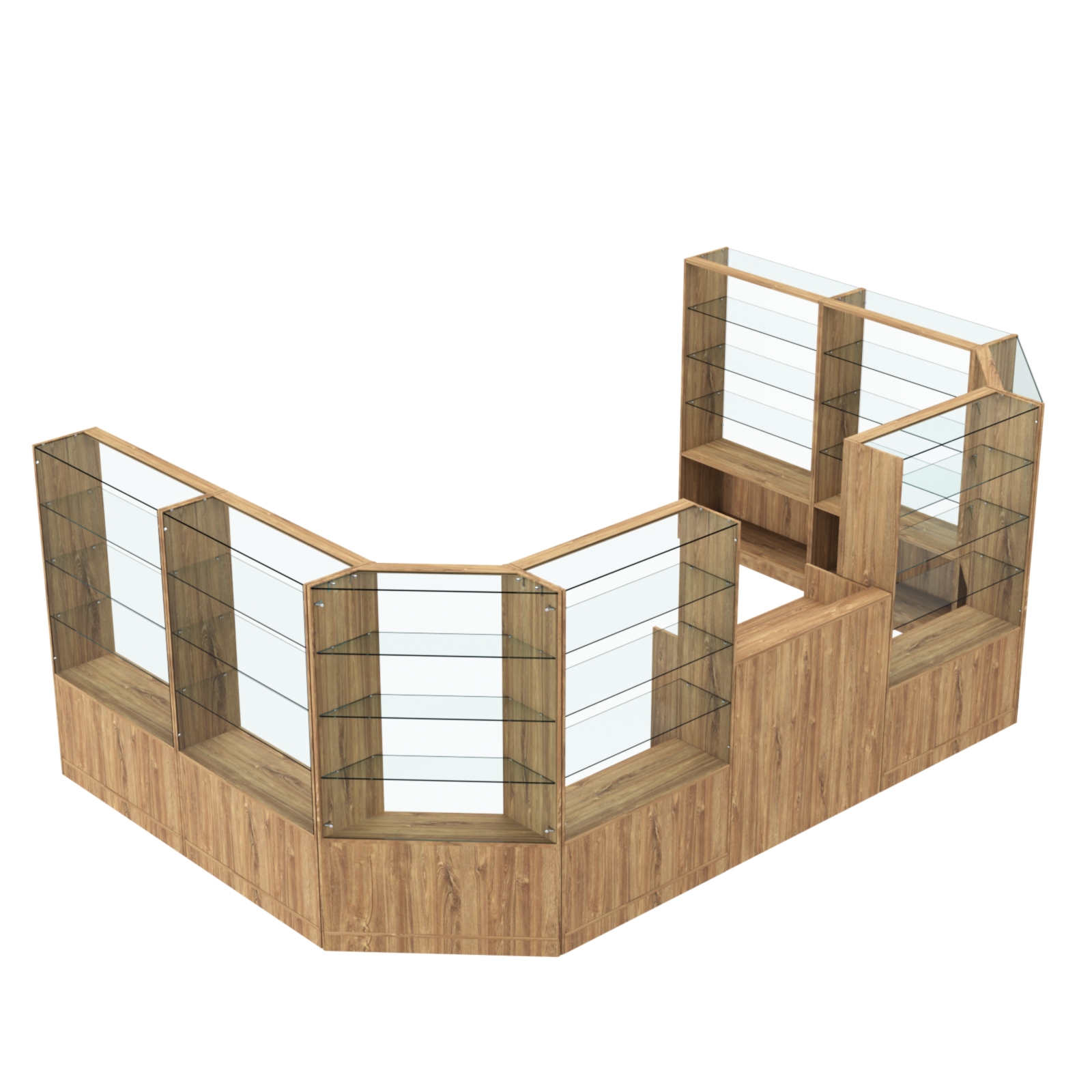 Торговый пристенный островок ГРАЦИЯ №11 (открытый) (9.62 кв.м) Дуб Канзас коричневый