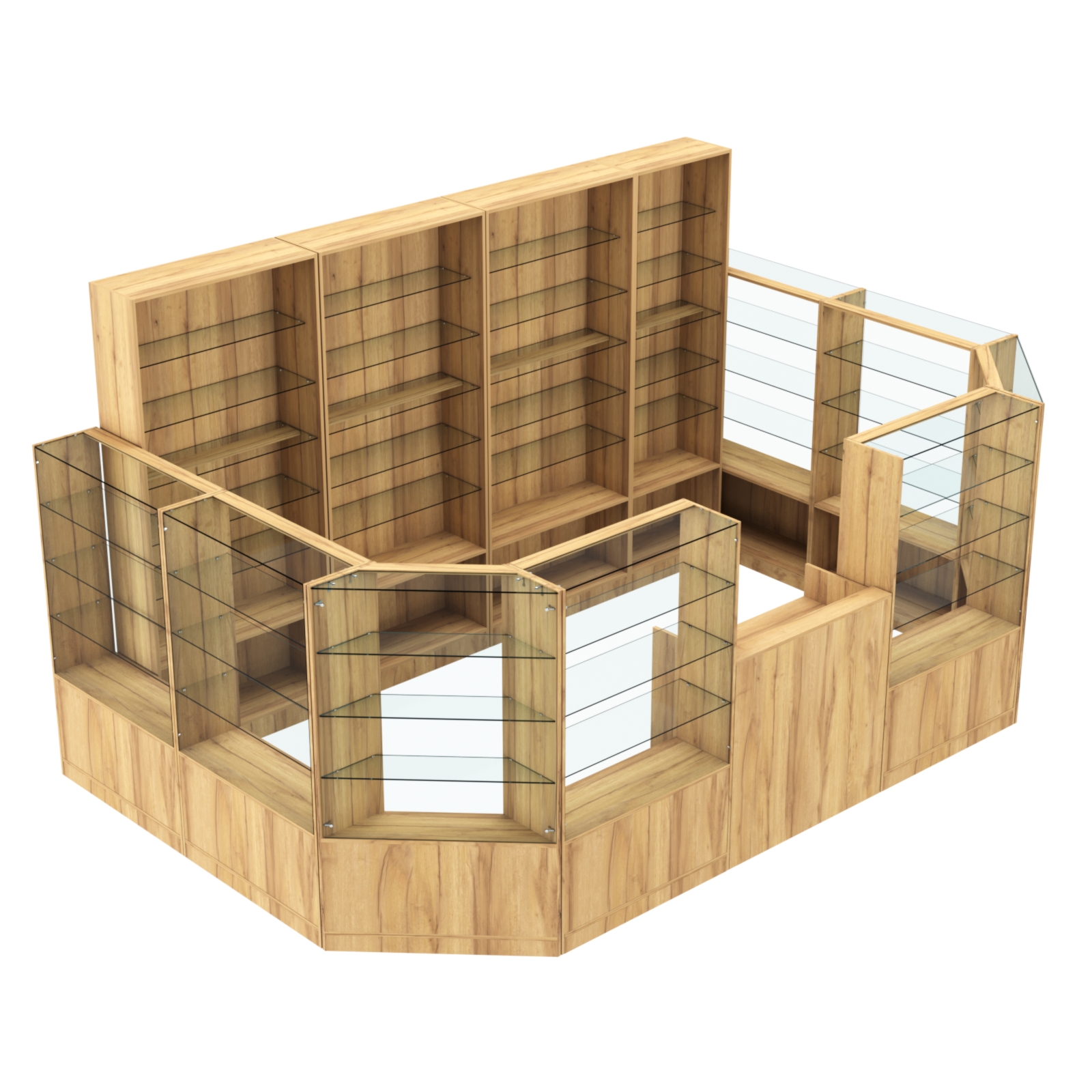 Торговый пристенный островок ГРАЦИЯ №12 (открытый) (9.62 кв.м) Дуб Золотистый