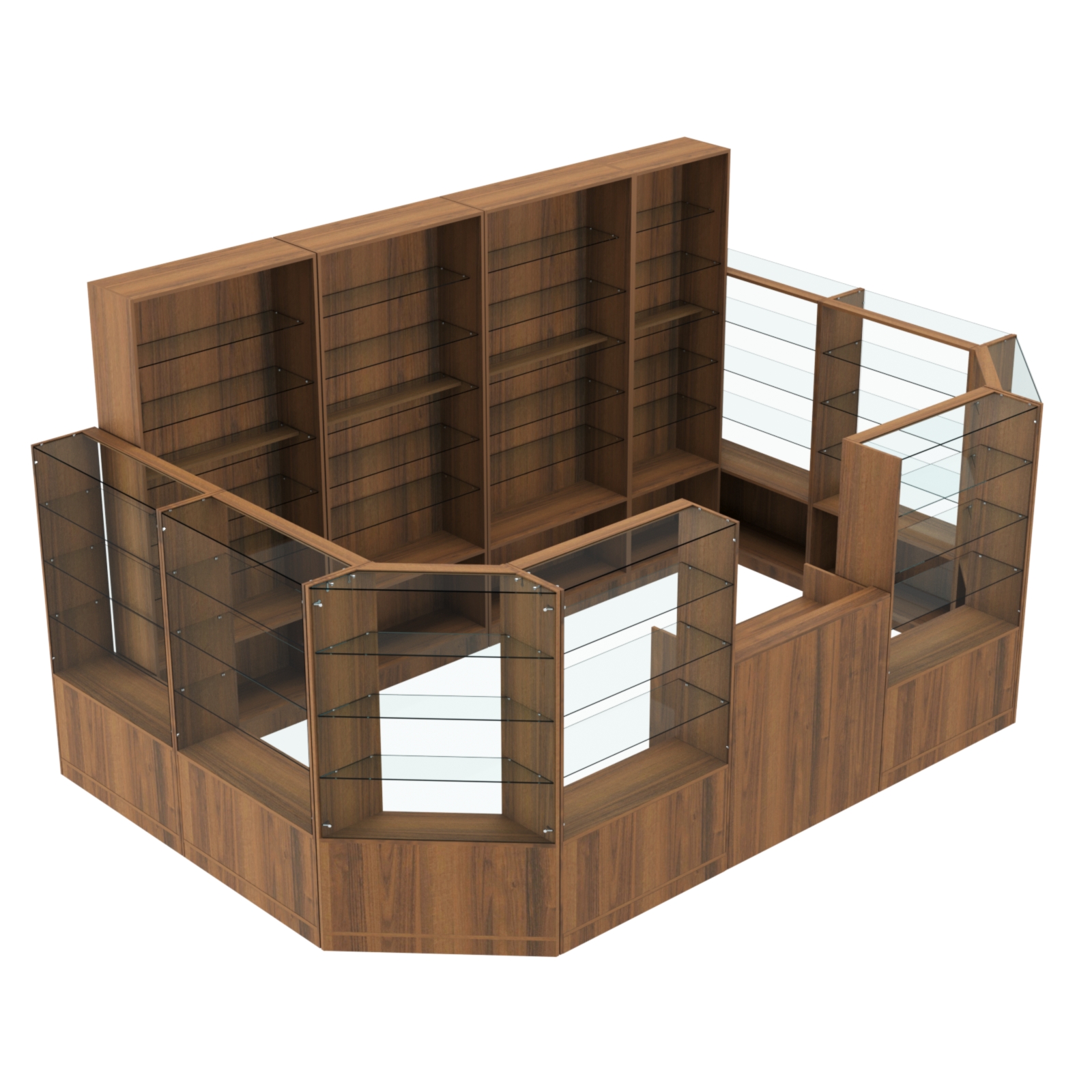 Торговый пристенный островок ГРАЦИЯ №12 (открытый) (9.62 кв.м) Орех