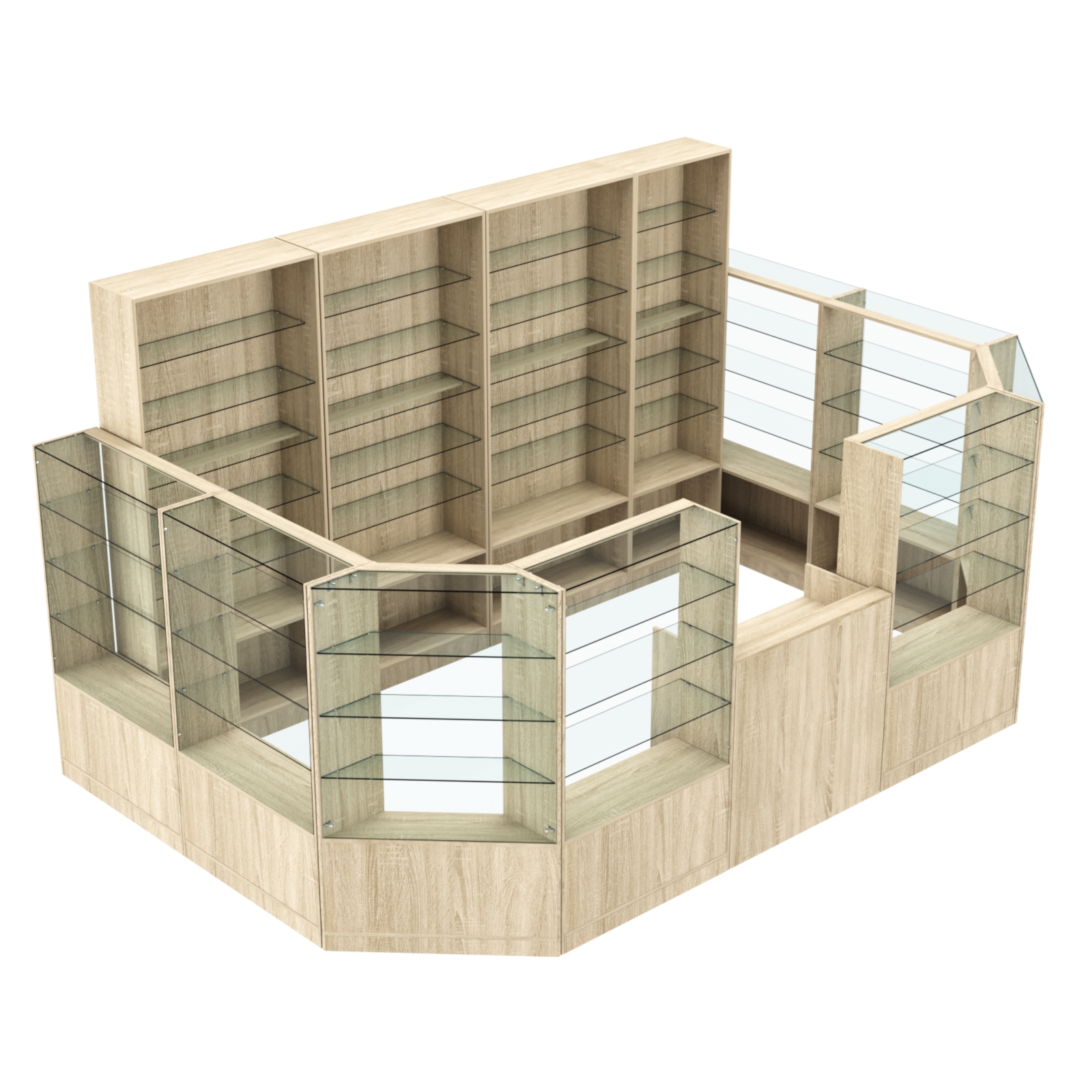 Торговый пристенный островок ГРАЦИЯ №12 (открытый) (9.62 кв.м) Дуб сонома