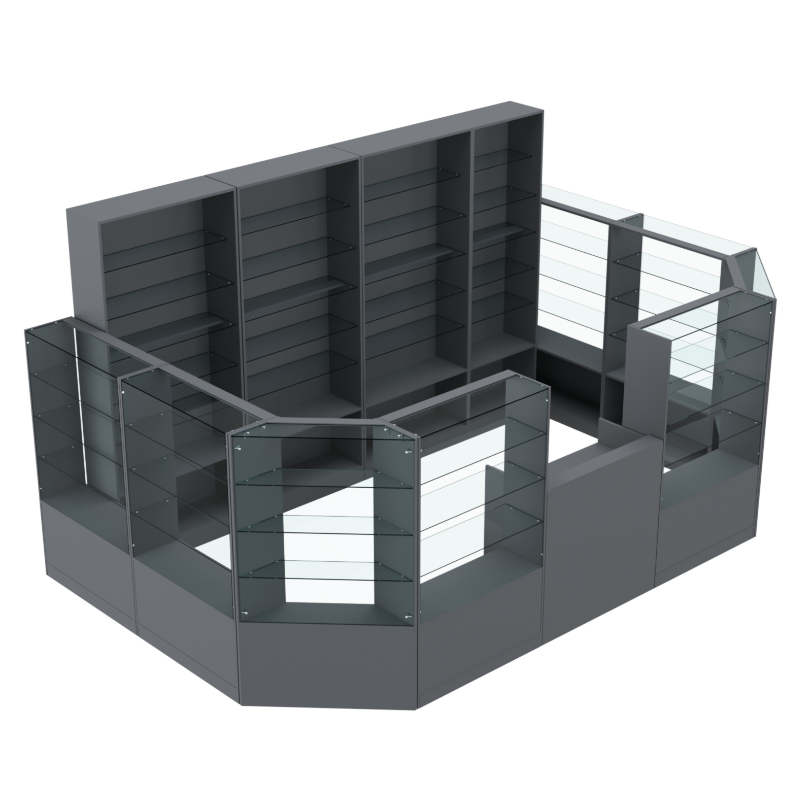 Торговый пристенный островок ГРАЦИЯ №12 (открытый) (9.62 кв.м) Темно-Серый