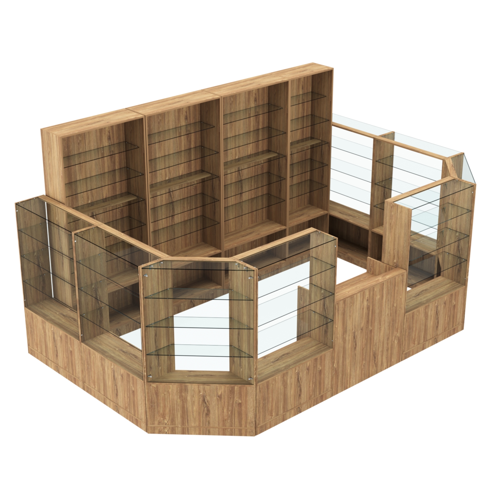 Торговый пристенный островок ГРАЦИЯ №12 (открытый) (9.62 кв.м) Дуб Канзас коричневый