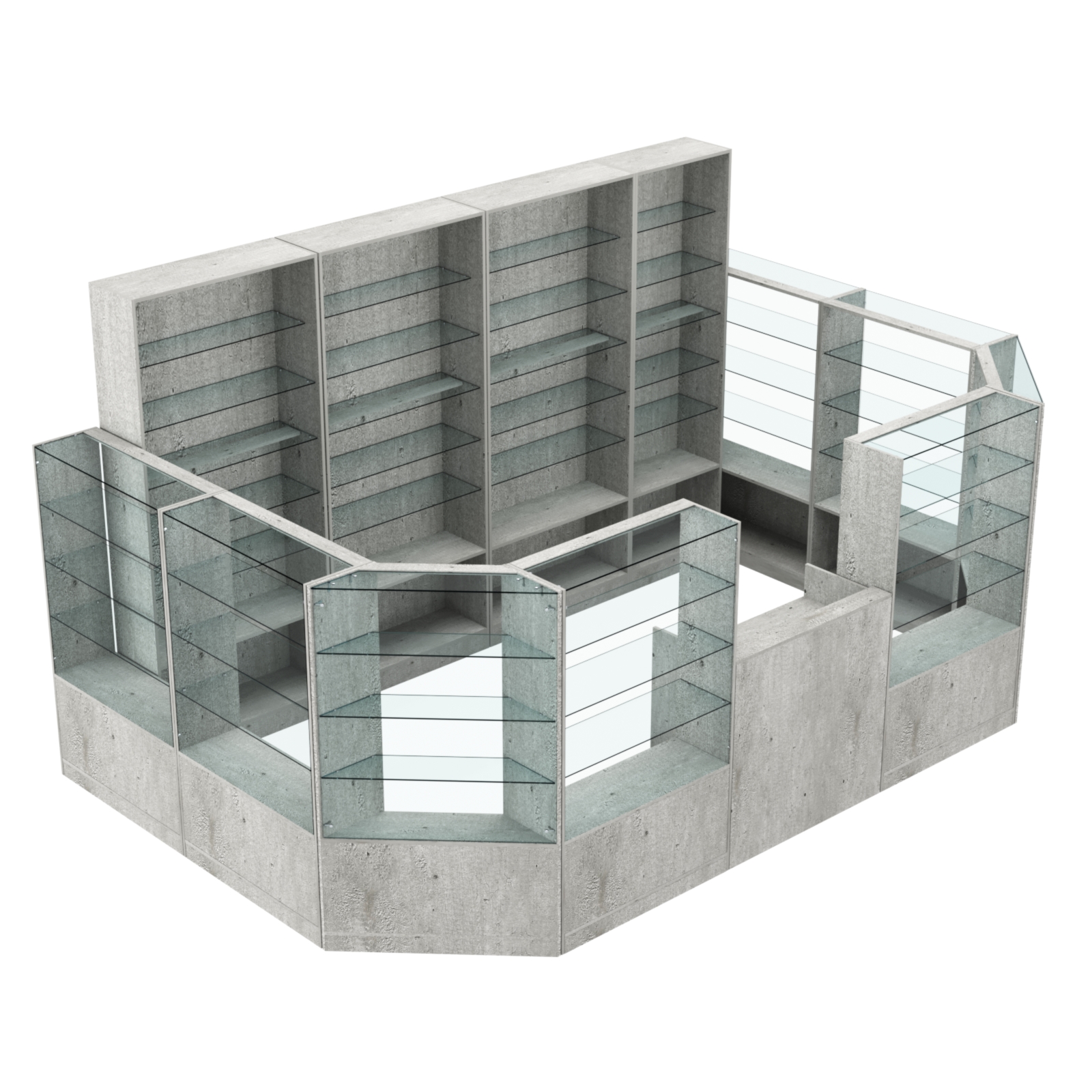 Торговый пристенный островок ГРАЦИЯ №12 (открытый) (9.62 кв.м) Метрополитан Грей