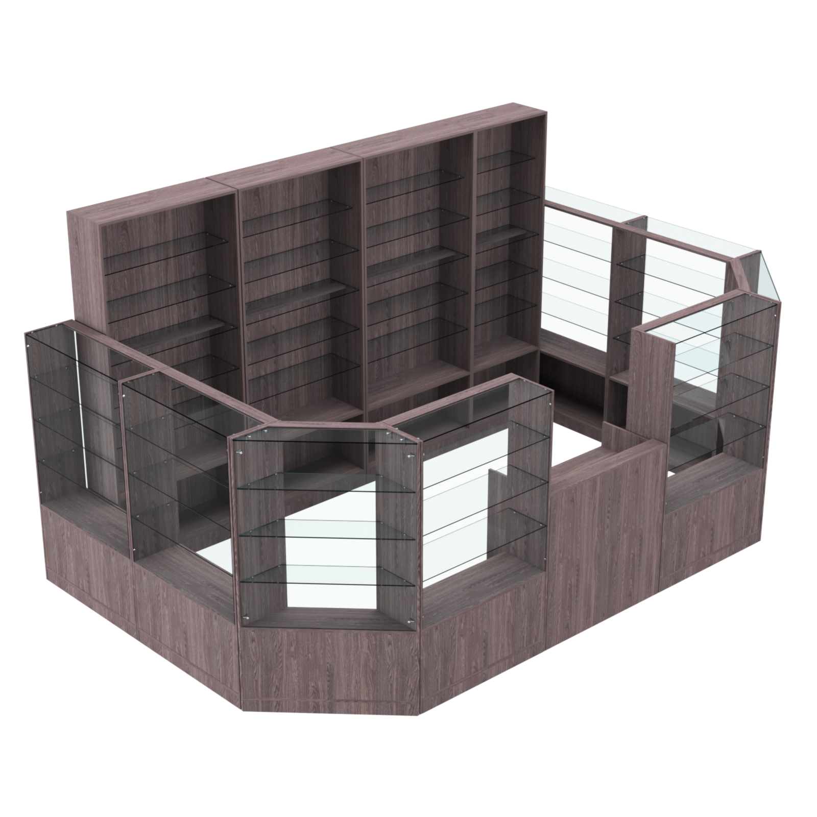 Торговый пристенный островок ГРАЦИЯ №12 (открытый) (9.62 кв.м) Ясень Анкор темный