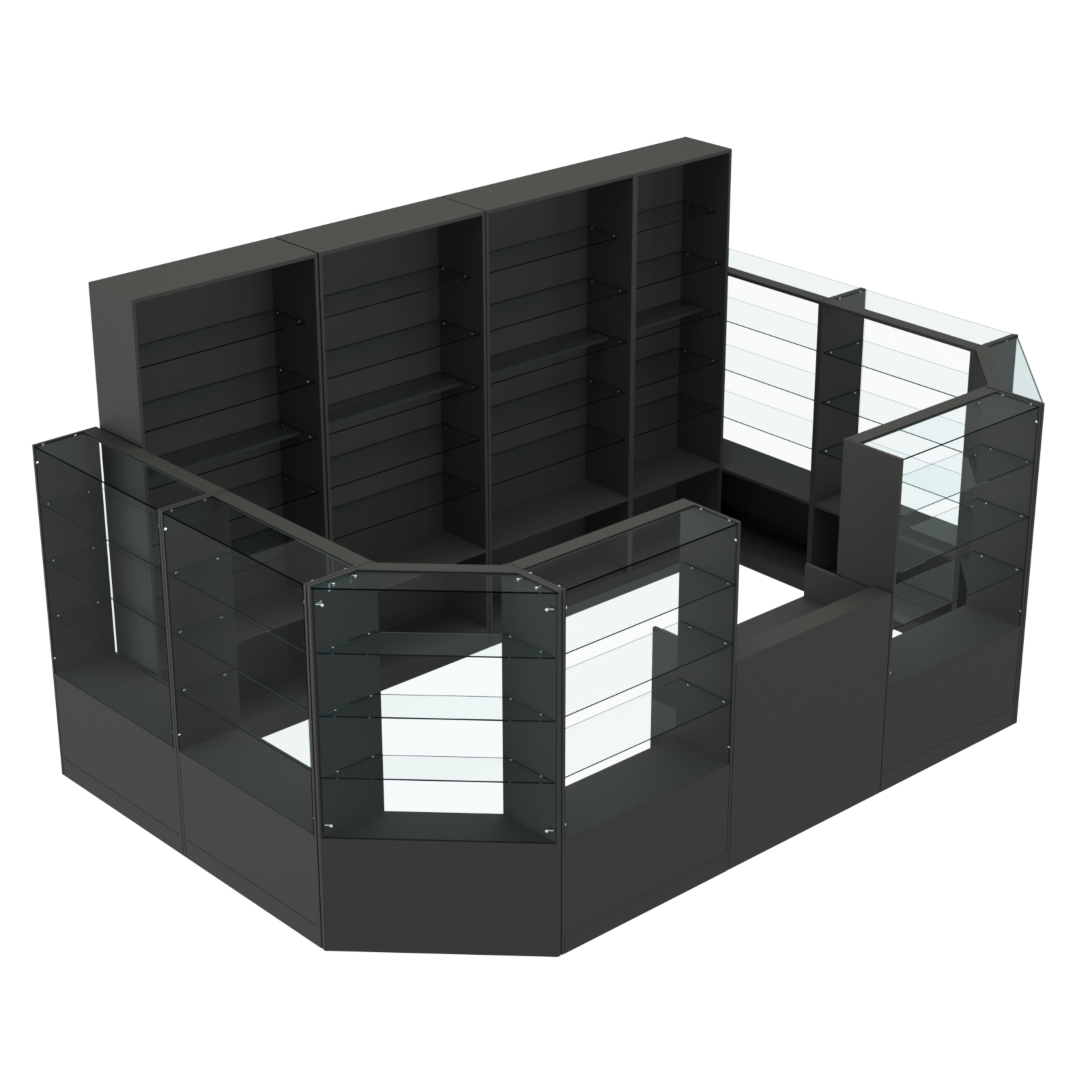 Торговый пристенный островок ГРАЦИЯ №12 (открытый) (9.62 кв.м) Антрацит