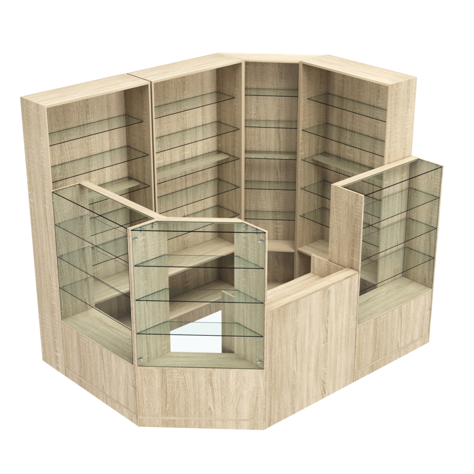 Торговый угловой островок ГРАЦИЯ №2 (открытый) (4.44 кв.м) Дуб сонома