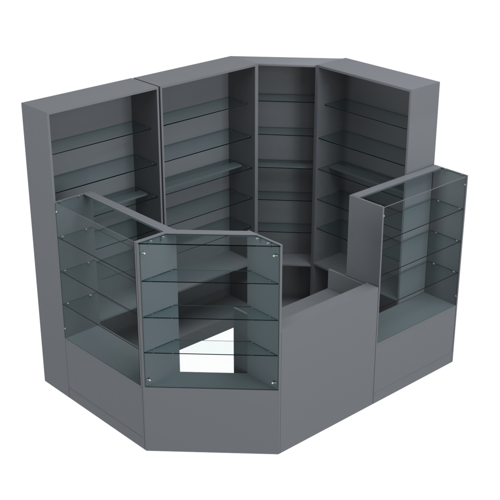 Торговый угловой островок ГРАЦИЯ №2 (открытый) (4.44 кв.м) Темно-Серый