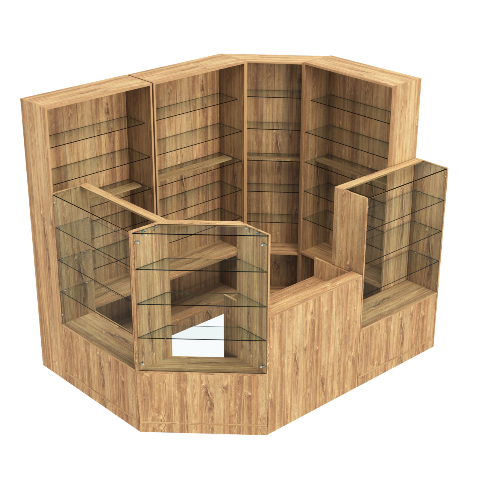 Торговый угловой островок ГРАЦИЯ №2 (открытый) (4.44 кв.м) Дуб Канзас коричневый