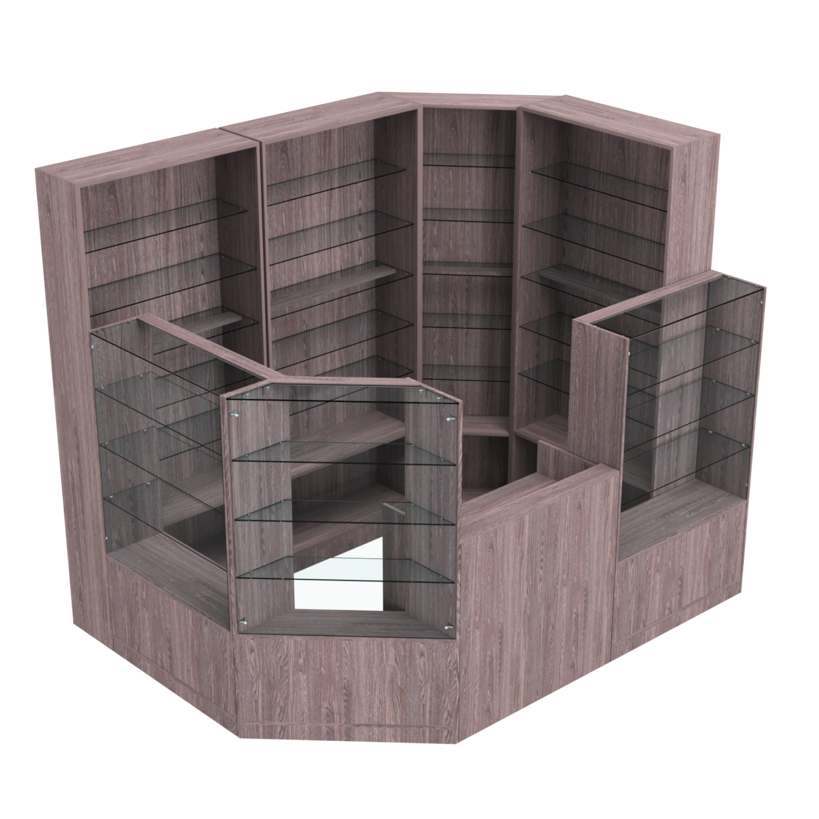 Торговый угловой островок ГРАЦИЯ №2 (открытый) (4.44 кв.м) Ясень Анкор темный