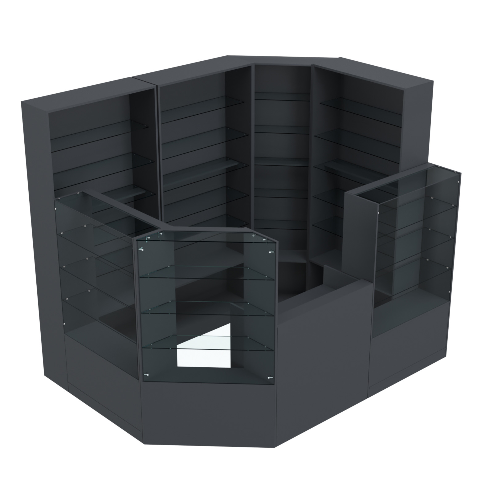 Торговый угловой островок ГРАЦИЯ №2 (открытый) (4.44 кв.м) Антрацит