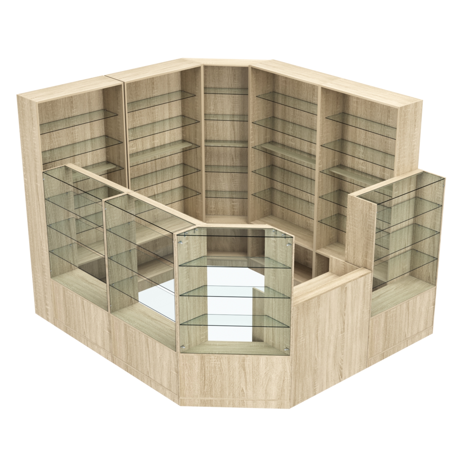 Торговый угловой островок ГРАЦИЯ №4 (открытый) (6.63 кв.м) Дуб сонома