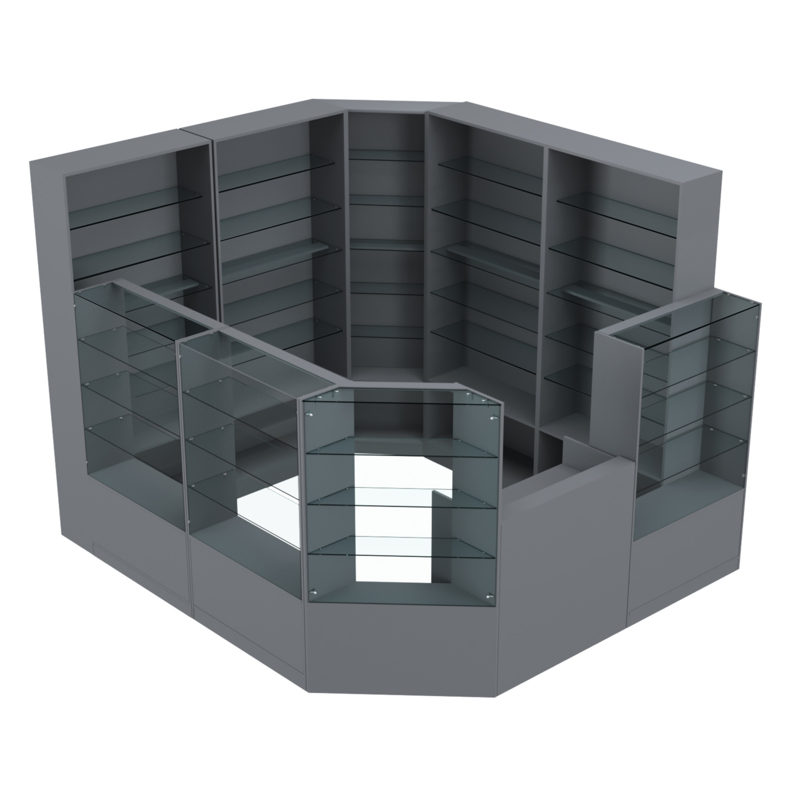 Торговый угловой островок ГРАЦИЯ №4 (открытый) (6.63 кв.м) Темно-Серый