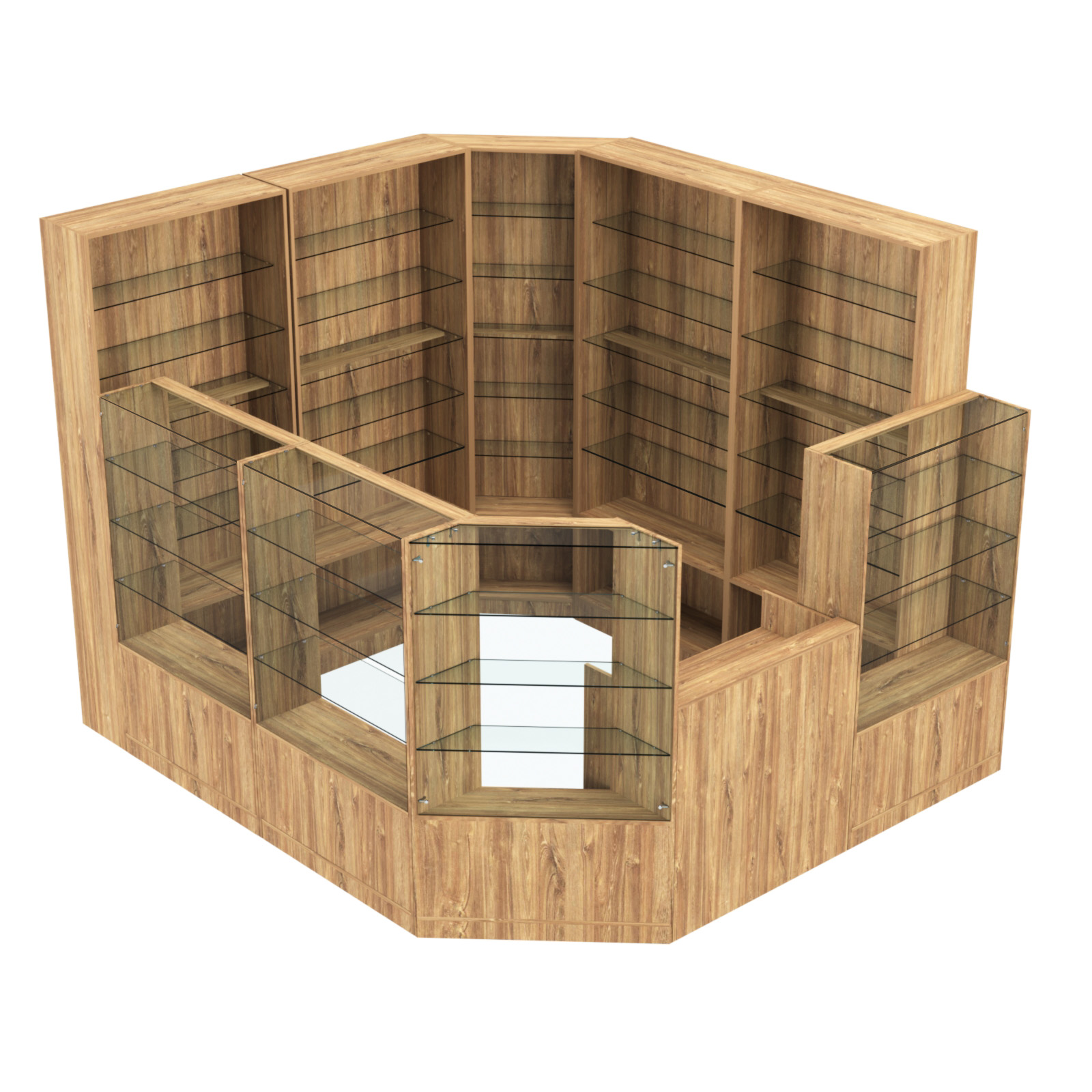 Торговый угловой островок ГРАЦИЯ №4 (открытый) (6.63 кв.м) Дуб Канзас коричневый