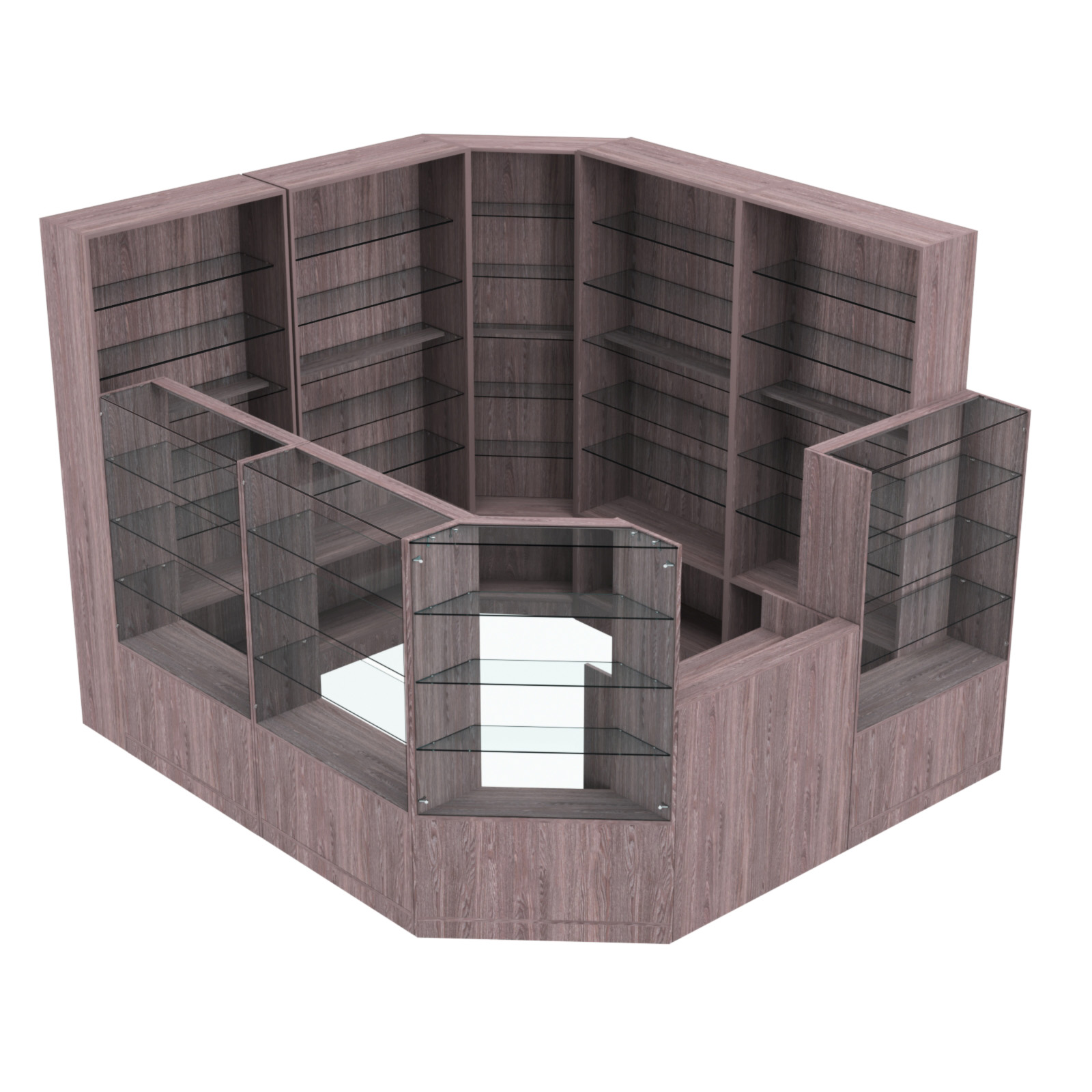 Торговый угловой островок ГРАЦИЯ №4 (открытый) (6.63 кв.м) Ясень Анкор темный