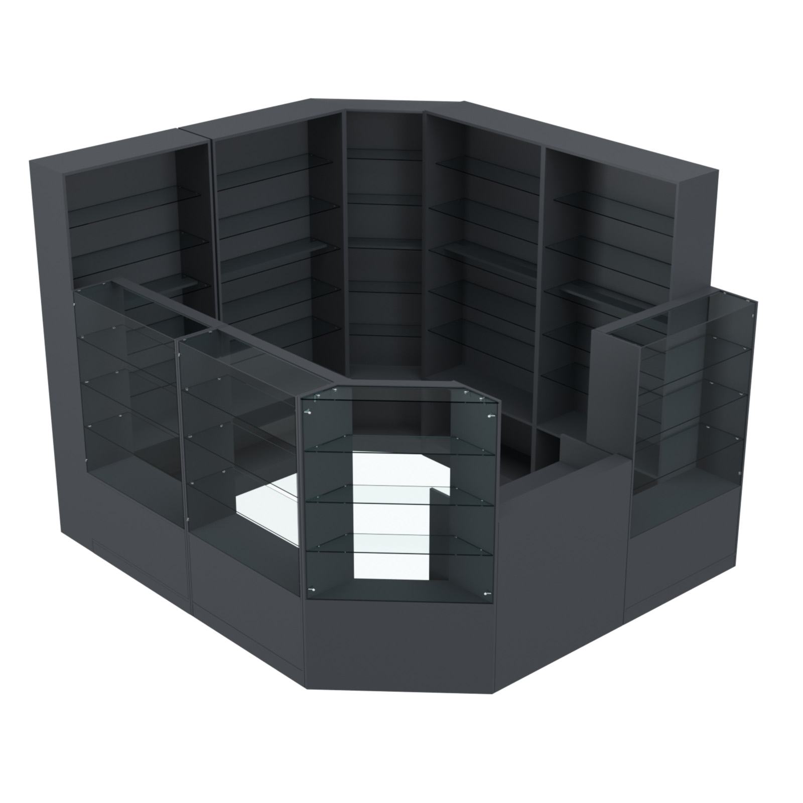 Торговый угловой островок ГРАЦИЯ №4 (открытый) (6.63 кв.м) Антрацит