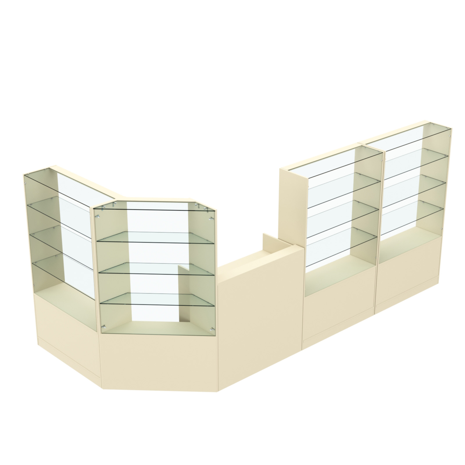 Торговый угловой островок ГРАЦИЯ №5 (открытый) (5.09 кв.м) Крем Вайс