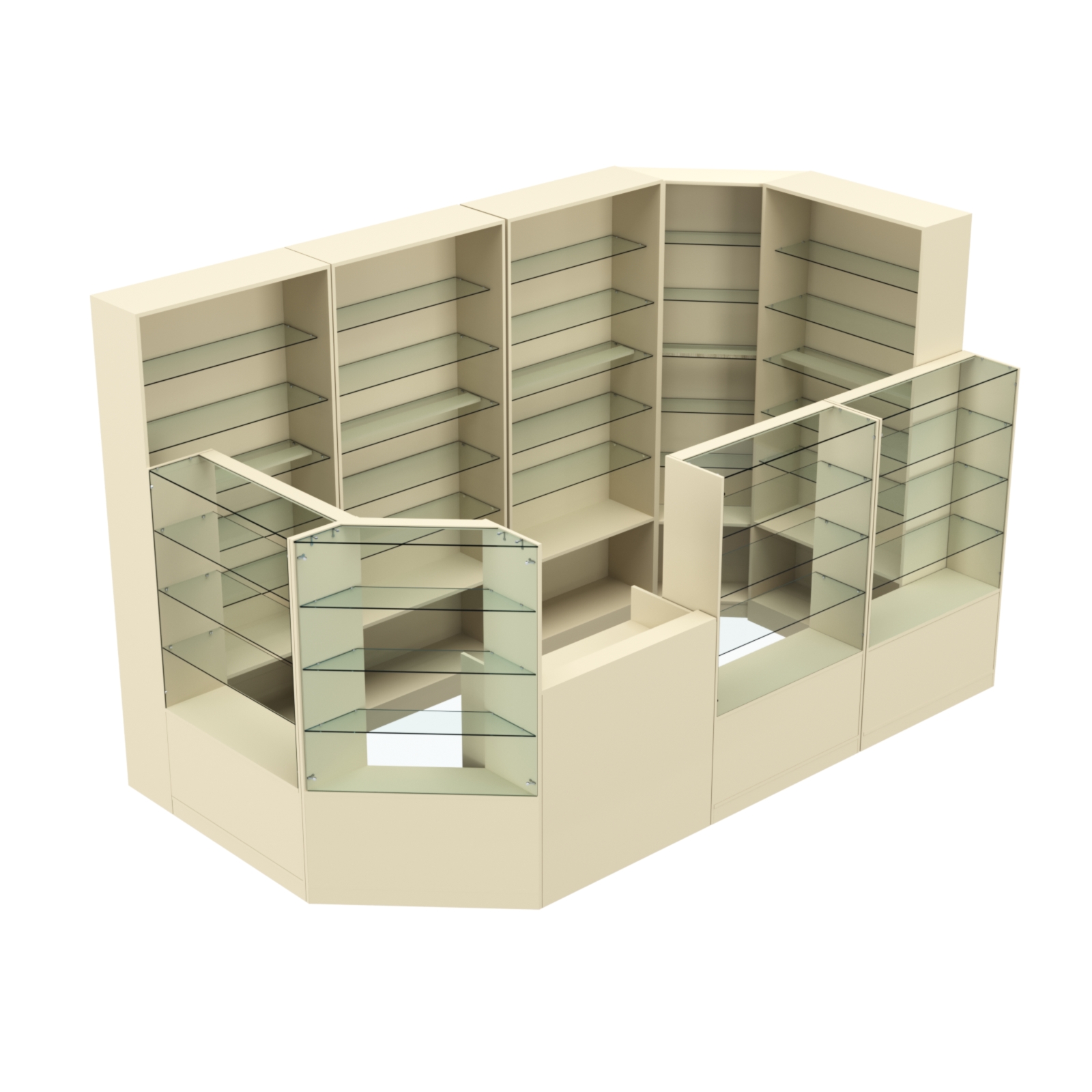 Торговый угловой островок ГРАЦИЯ №6 (открытый) (6.09 кв.м) Крем Вайс