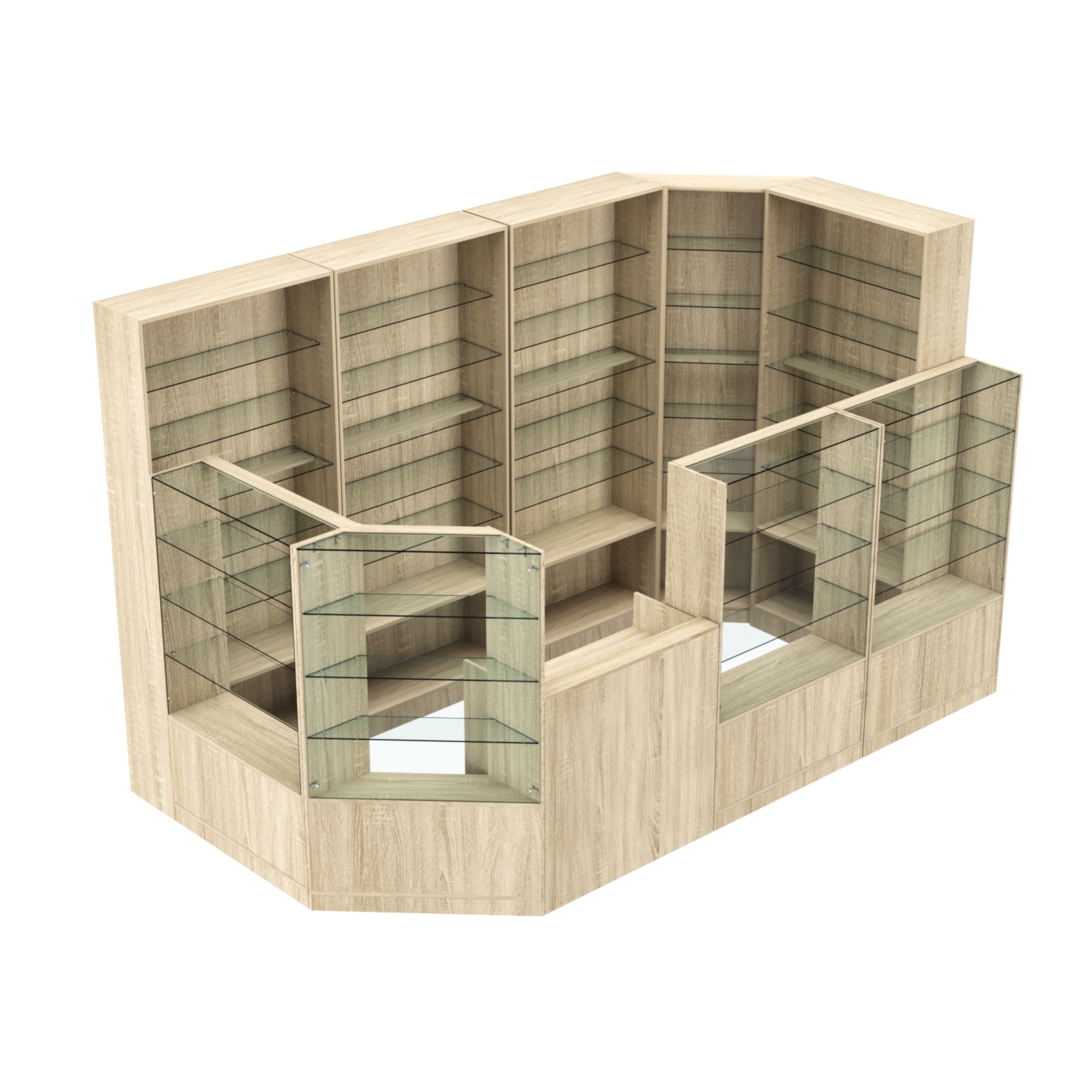 Торговый угловой островок ГРАЦИЯ №6 (открытый) (6.09 кв.м) Дуб сонома