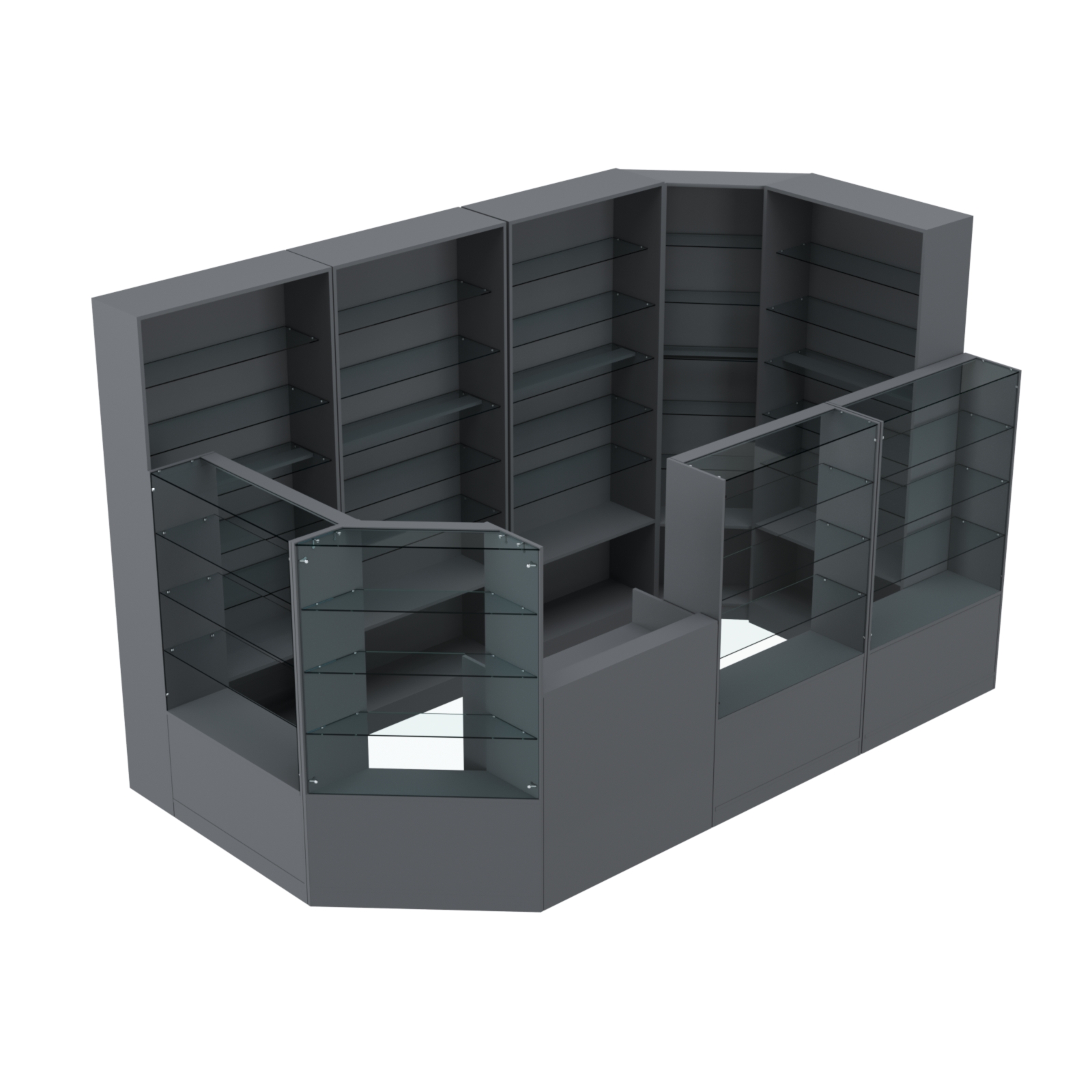 Торговый угловой островок ГРАЦИЯ №6 (открытый) (6.09 кв.м) Темно-Серый