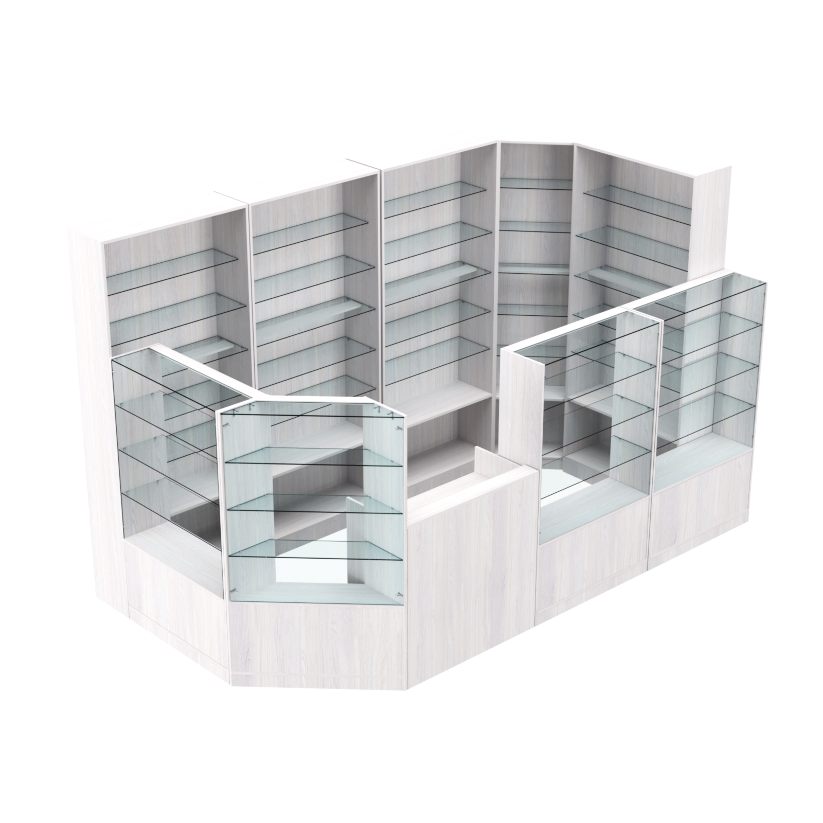 Торговый угловой островок ГРАЦИЯ №6 (открытый) (6.09 кв.м) Ясень Анкор светлый