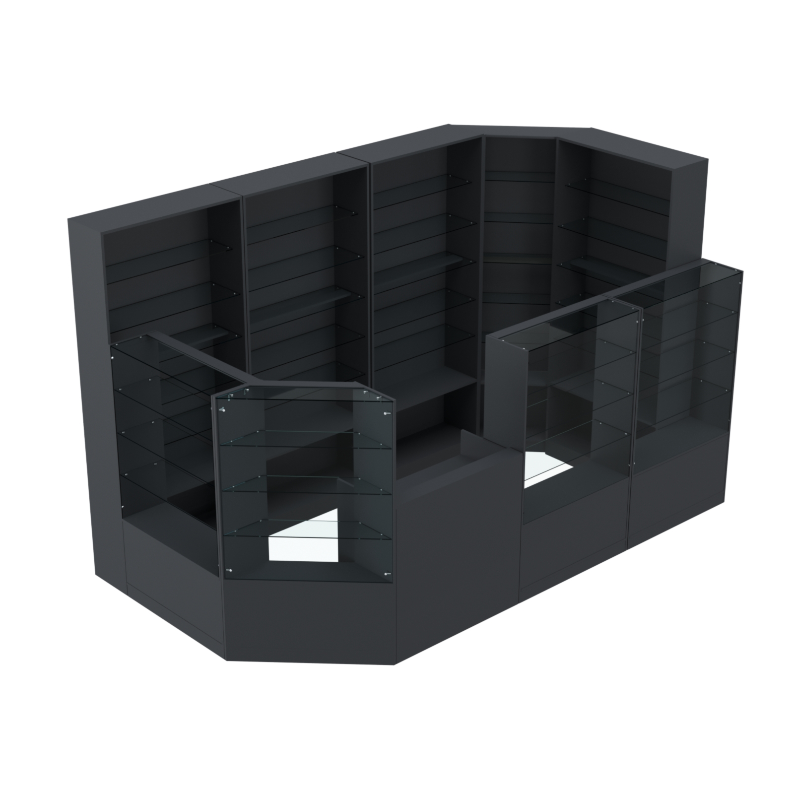 Торговый угловой островок ГРАЦИЯ №6 (открытый) (6.09 кв.м) Антрацит