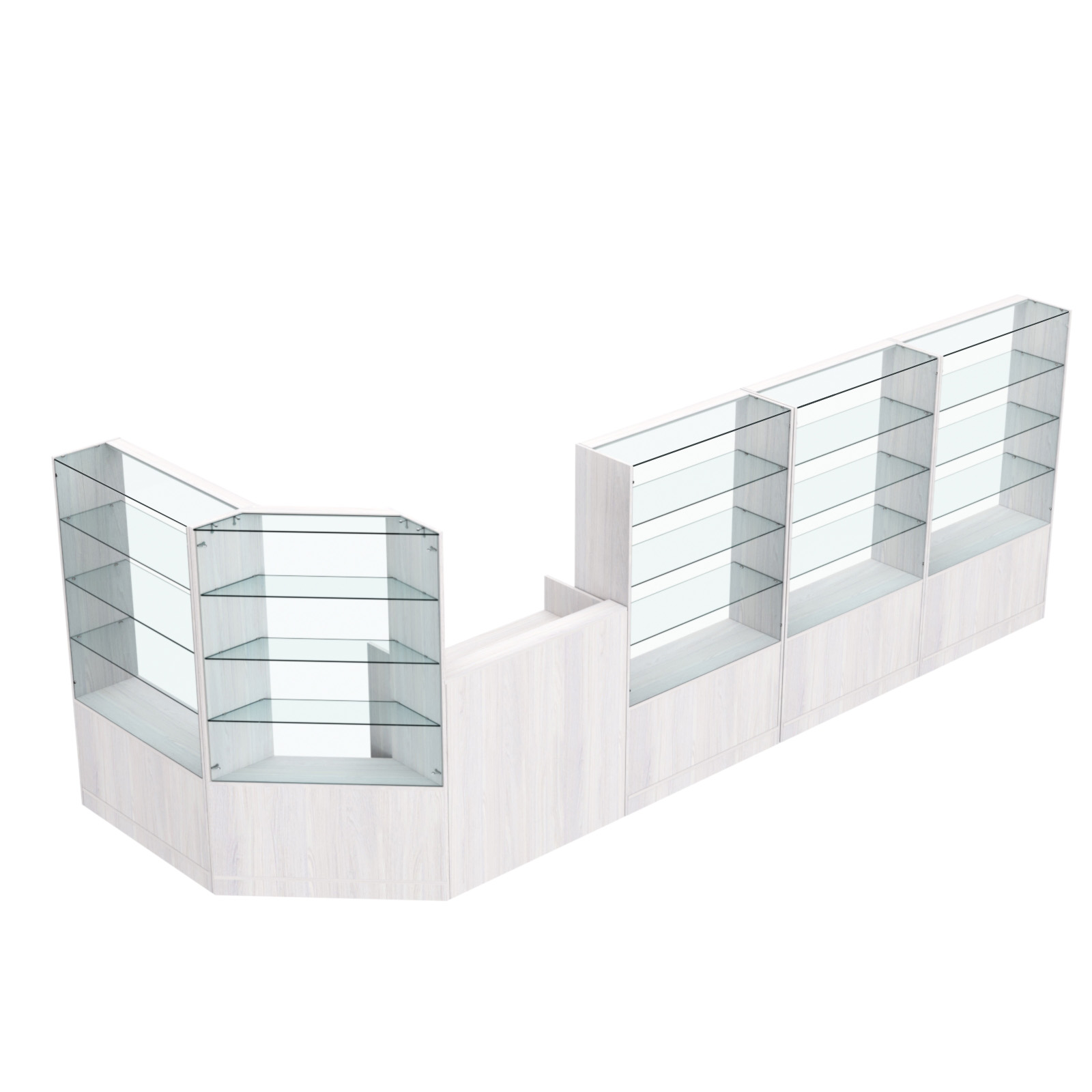 Торговый угловой островок ГРАЦИЯ №7 (открытый) (6.47 кв.м) Ясень Анкор светлый