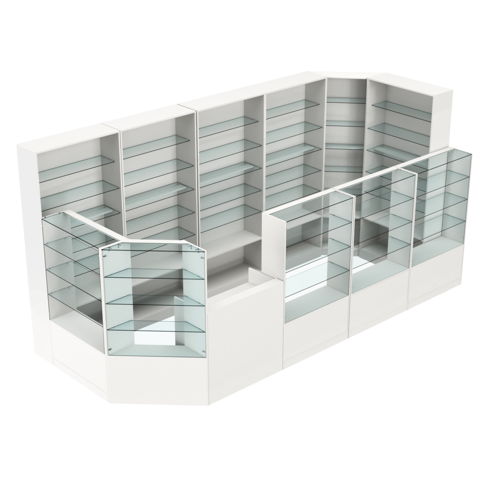 Торговый угловой островок ГРАЦИЯ №8 (открытый) (7.74 кв.м) Белый