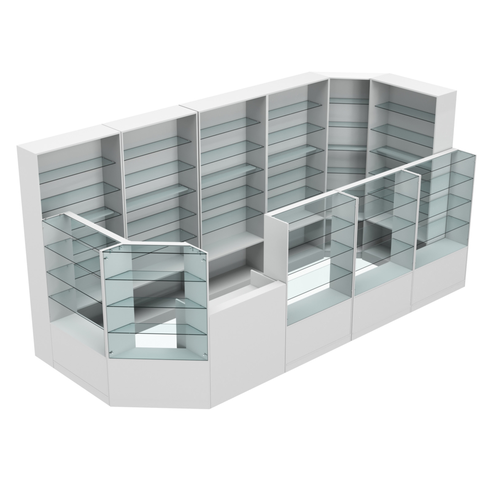 Торговый угловой островок ГРАЦИЯ №8 (открытый) (7.74 кв.м) Серый