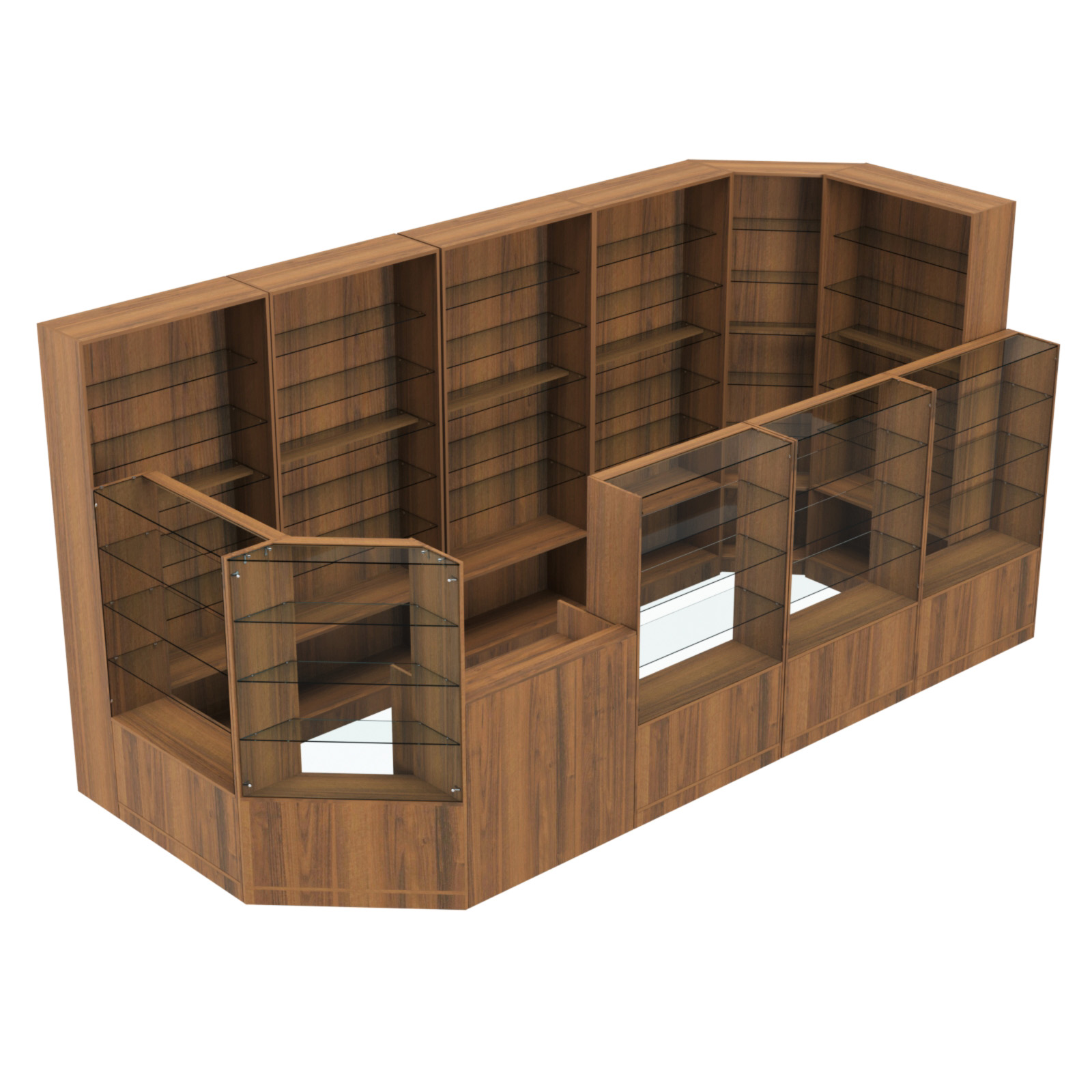 Торговый угловой островок ГРАЦИЯ №8 (открытый) (7.74 кв.м) Орех