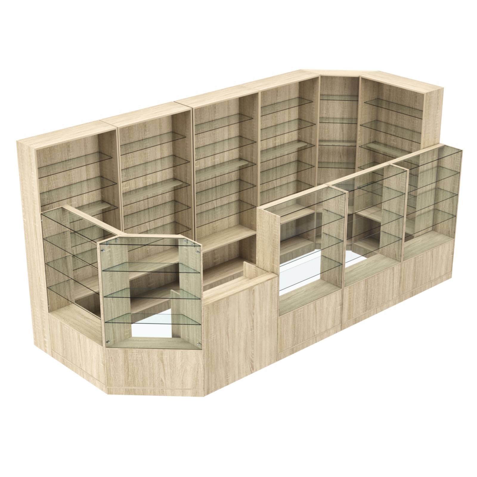 Торговый угловой островок ГРАЦИЯ №8 (открытый) (7.74 кв.м) Дуб сонома