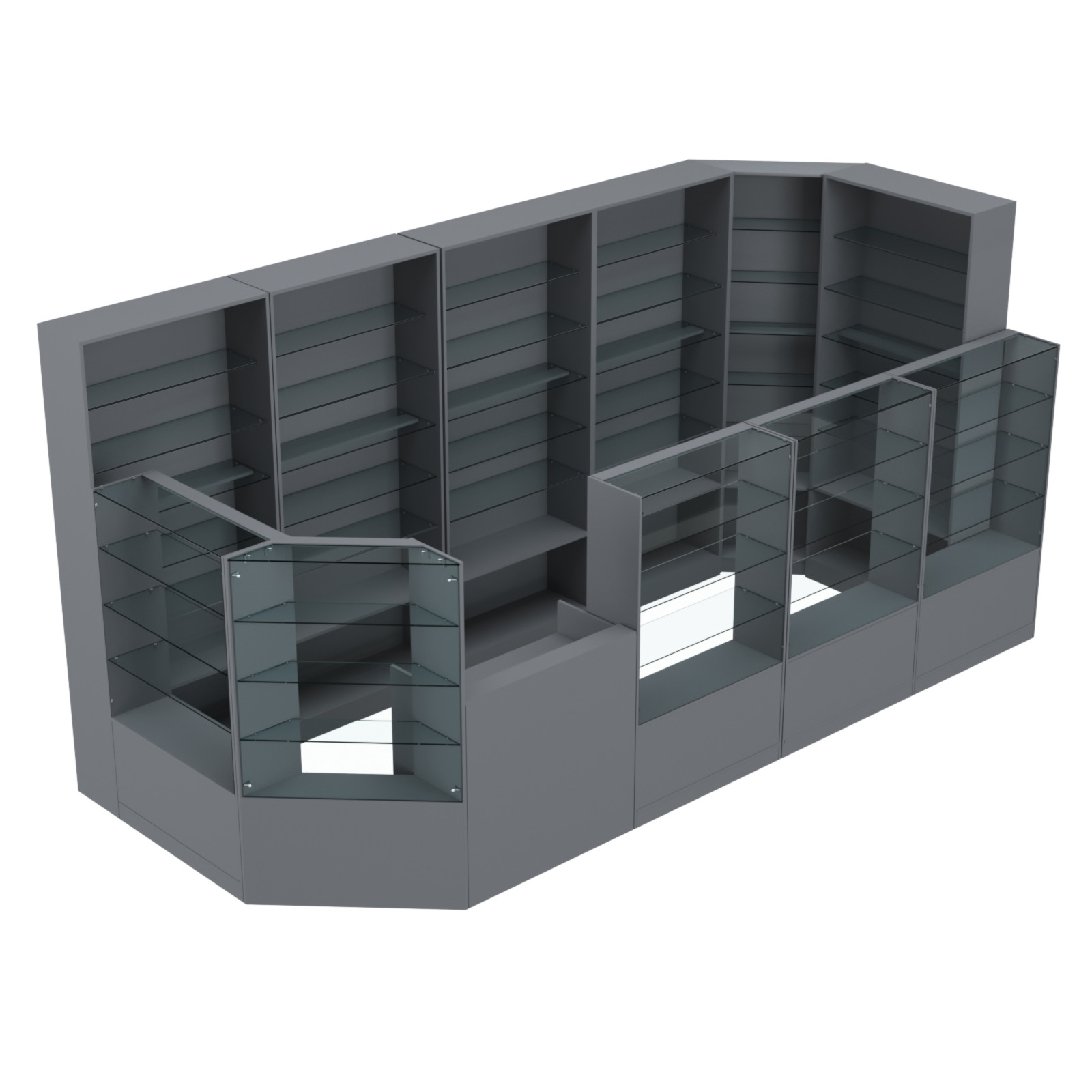 Торговый угловой островок ГРАЦИЯ №8 (открытый) (7.74 кв.м) Темно-Серый