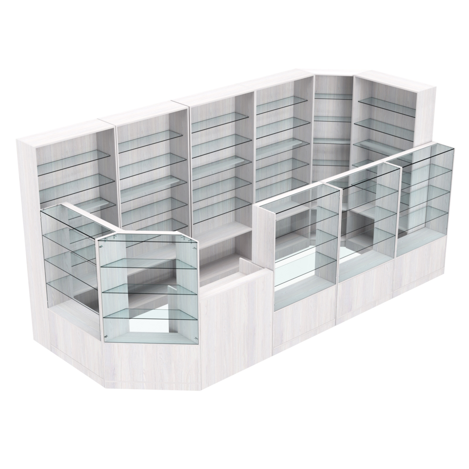 Торговый угловой островок ГРАЦИЯ №8 (открытый) (7.74 кв.м) Ясень Анкор светлый