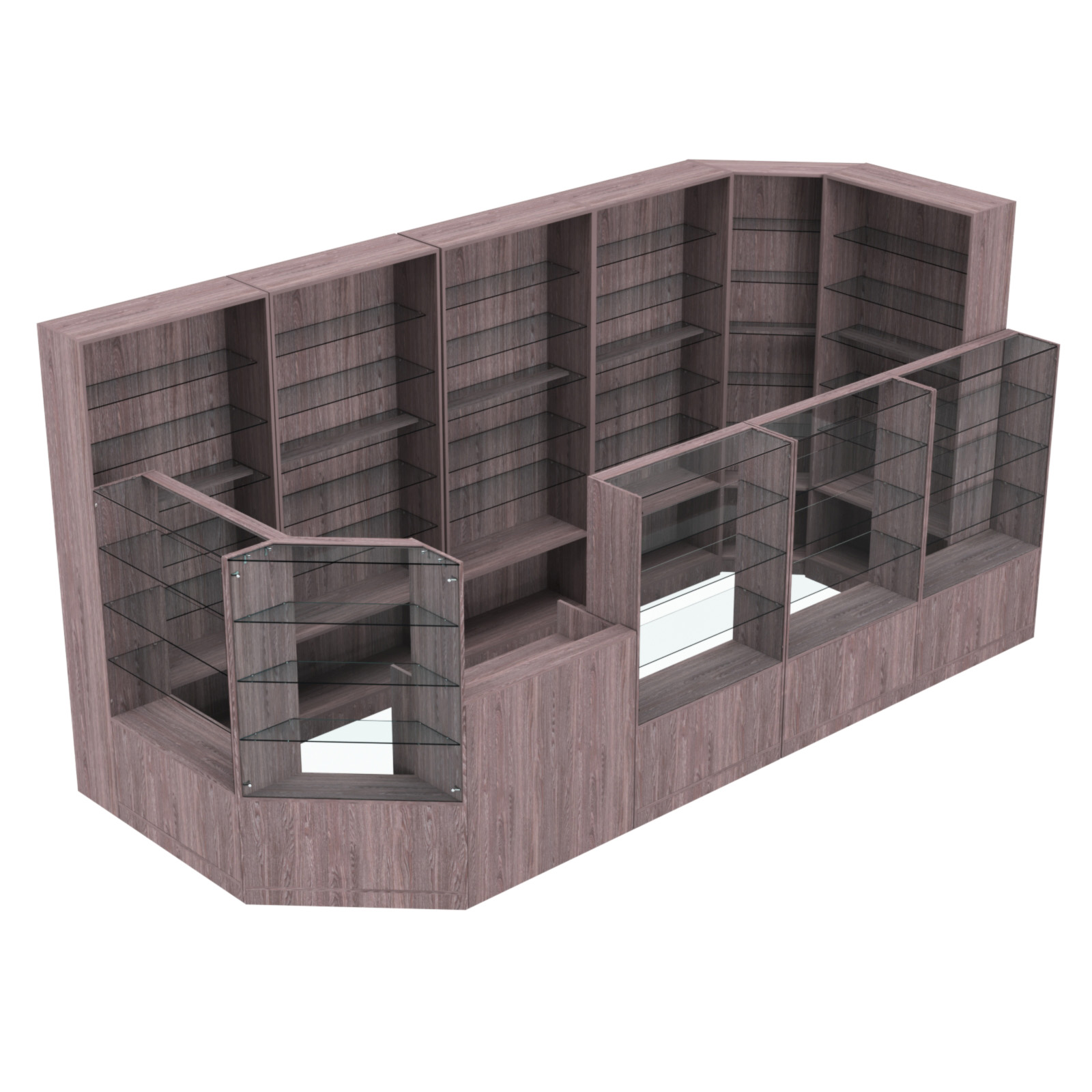 Торговый угловой островок ГРАЦИЯ №8 (открытый) (7.74 кв.м) Ясень Анкор темный