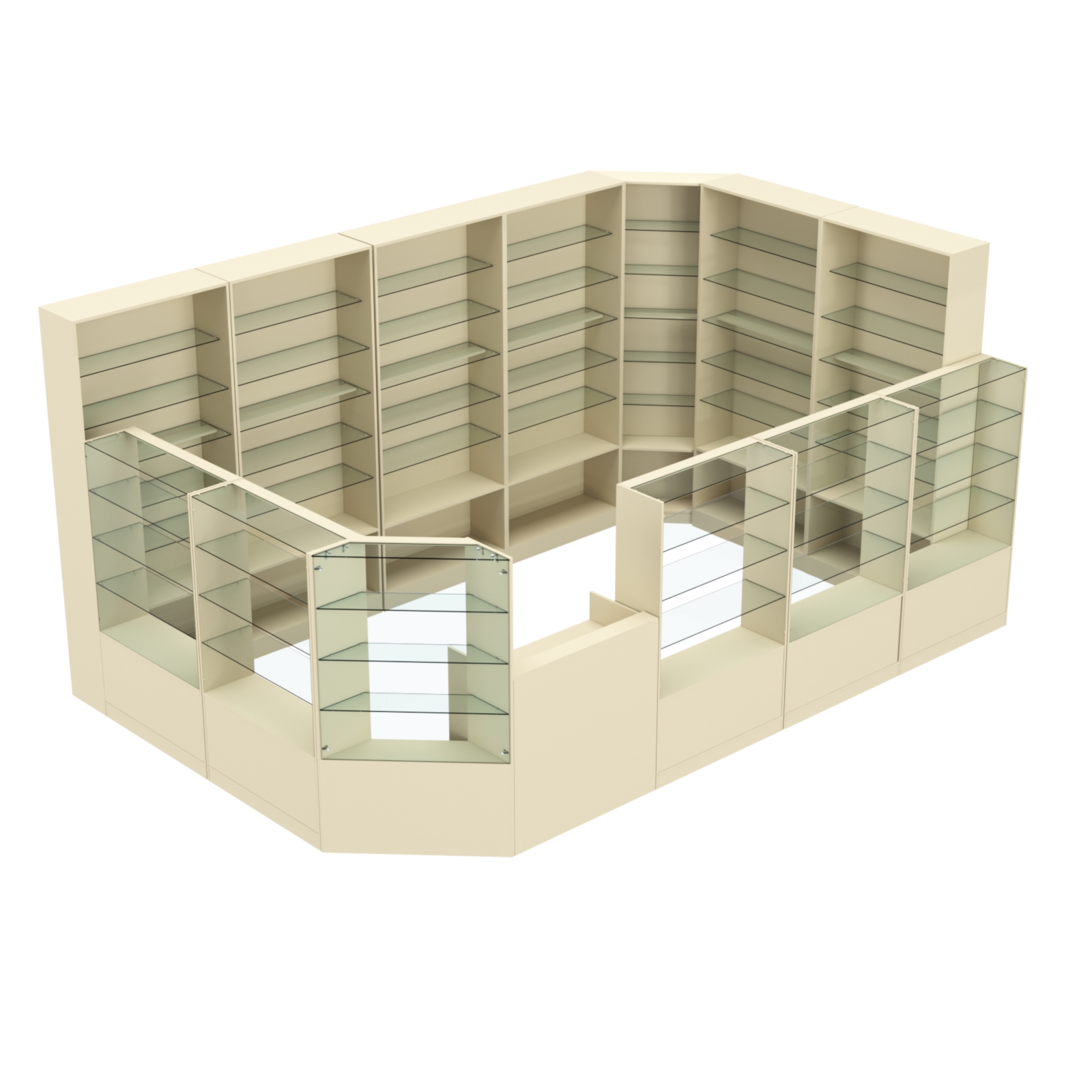 Торговый угловой островок ГРАЦИЯ №10 (открытый) (11.54 кв.м) Крем Вайс