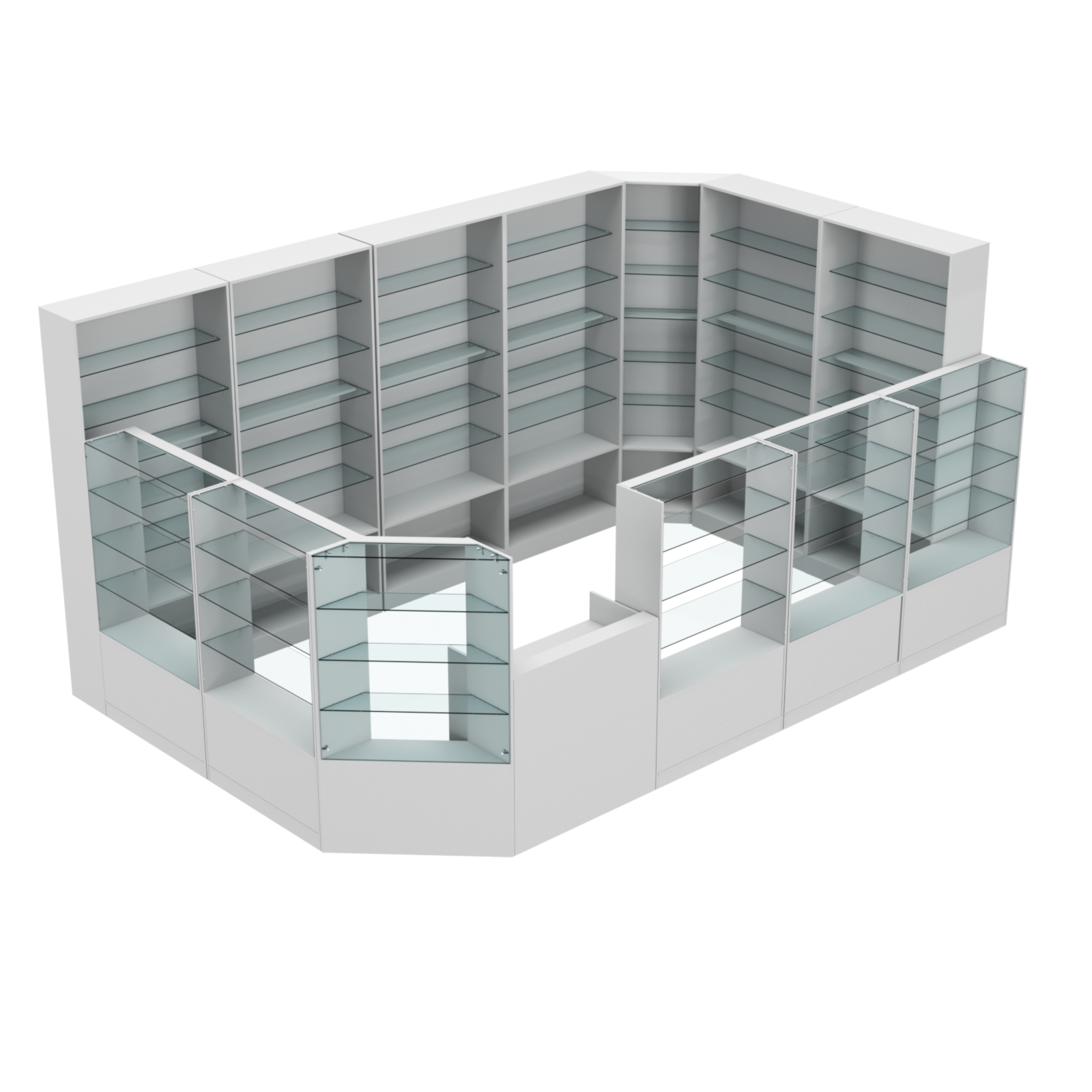 Торговый угловой островок ГРАЦИЯ №10 (открытый) (11.54 кв.м) Серый
