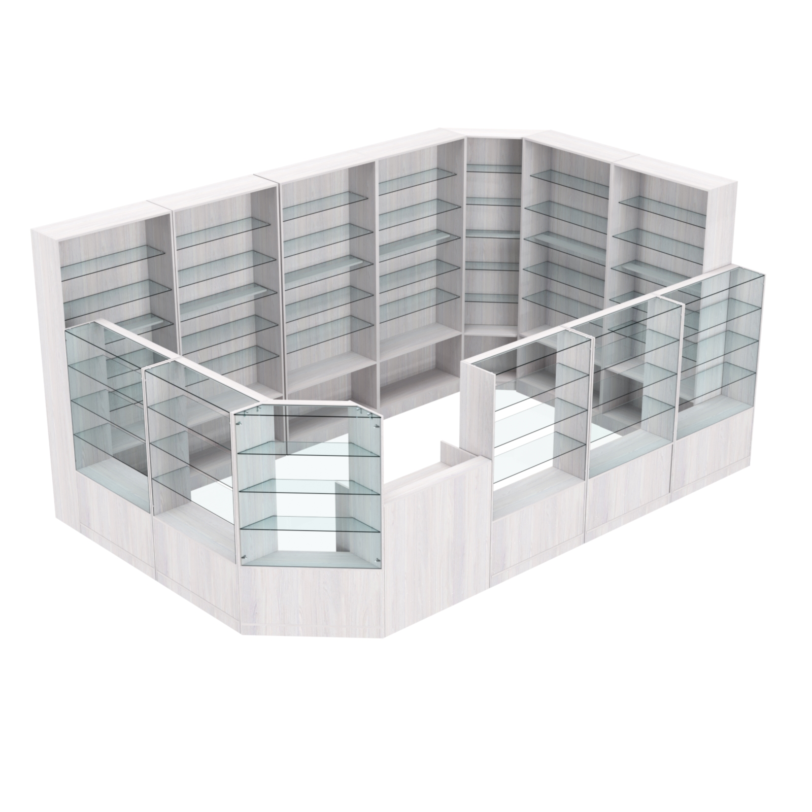 Торговый угловой островок ГРАЦИЯ №10 (открытый) (11.54 кв.м) Ясень Анкор светлый