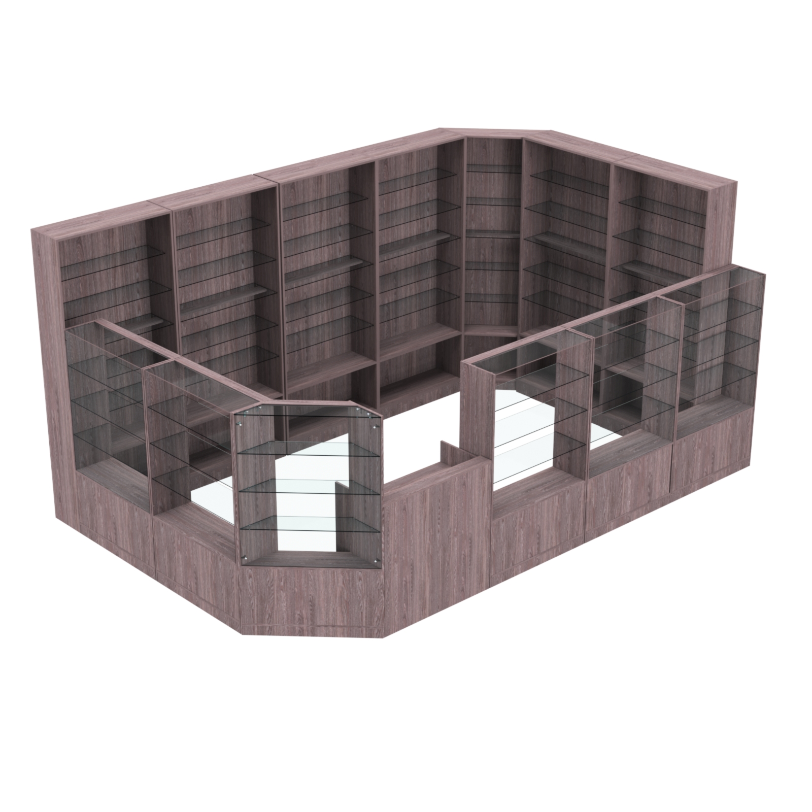 Торговый угловой островок ГРАЦИЯ №10 (открытый) (11.54 кв.м) Ясень Анкор темный