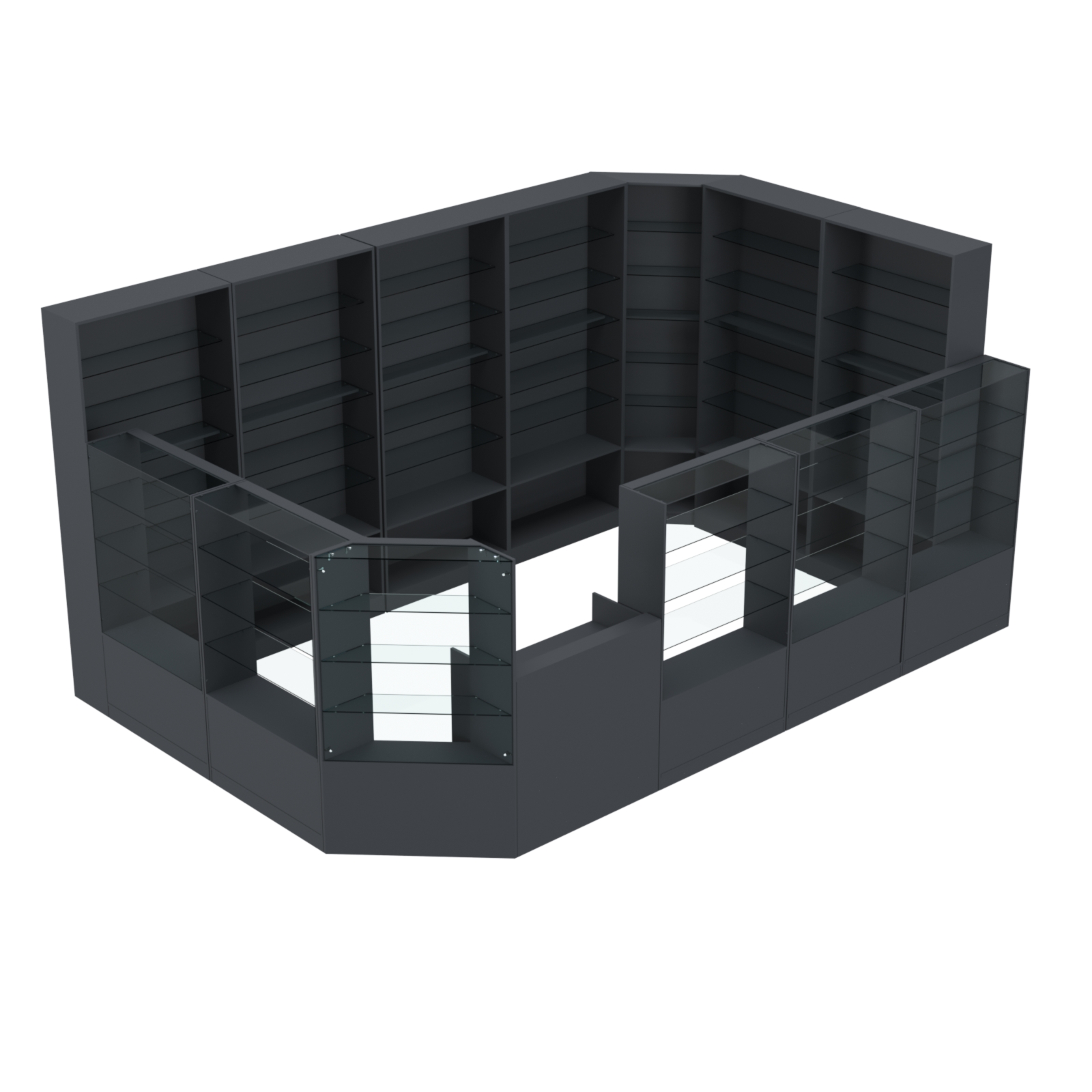 Торговый угловой островок ГРАЦИЯ №10 (открытый) (11.54 кв.м) Антрацит