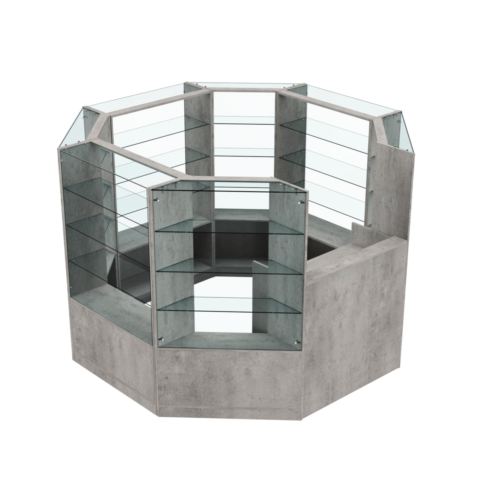 Торговый островок в центр зала ГРАЦИЯ №1 (открытый) (4, 66 кв.м) Бетон Чикаго светло-серый F186 ST9