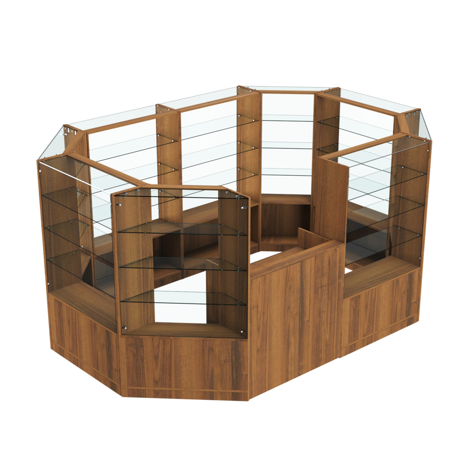 Торговый островок в центр зала ГРАЦИЯ №2 (открытый) (6, 6 кв.м) Орех