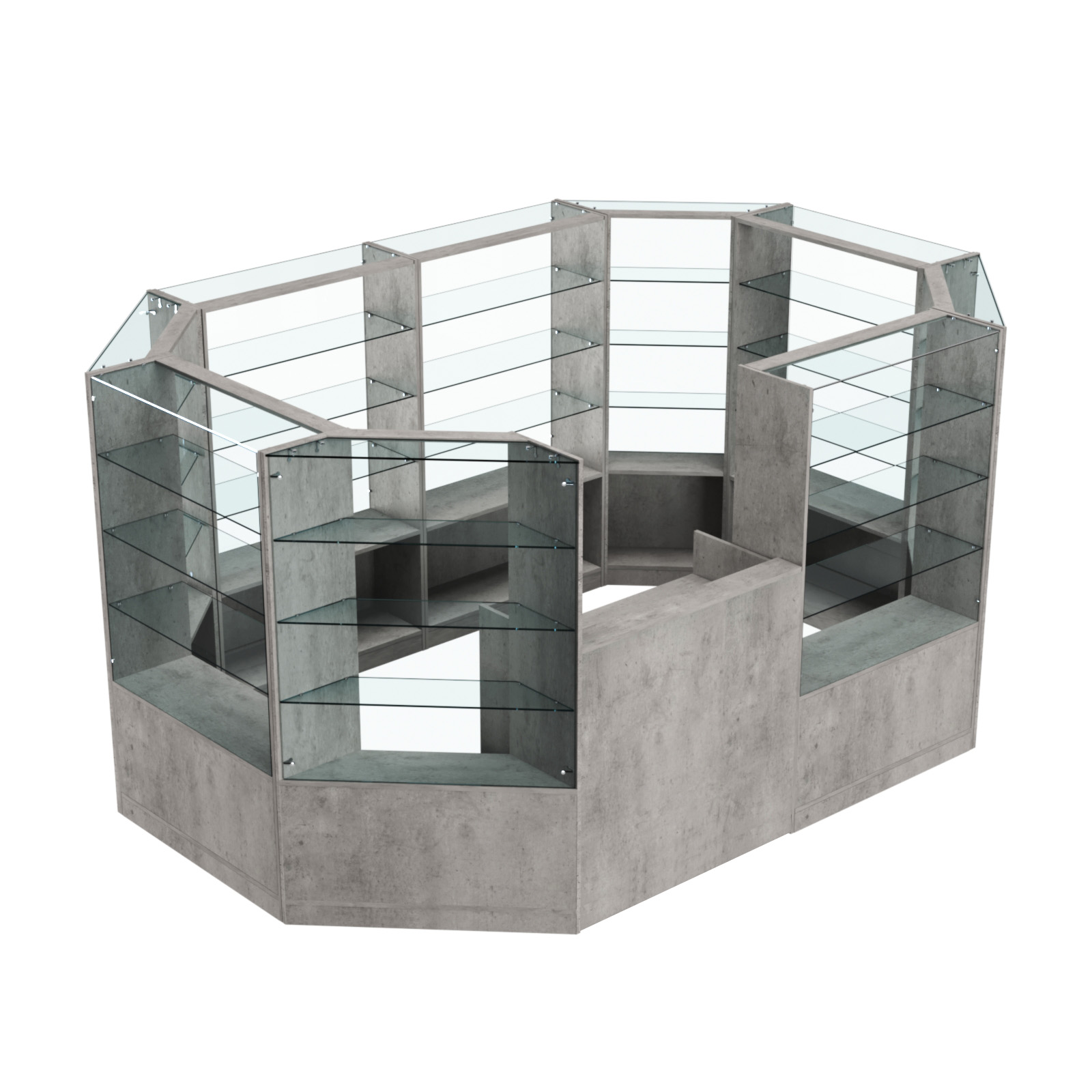 Торговый островок в центр зала ГРАЦИЯ №2 (открытый) (6, 6 кв.м) Бетон Чикаго светло-серый F186 ST9