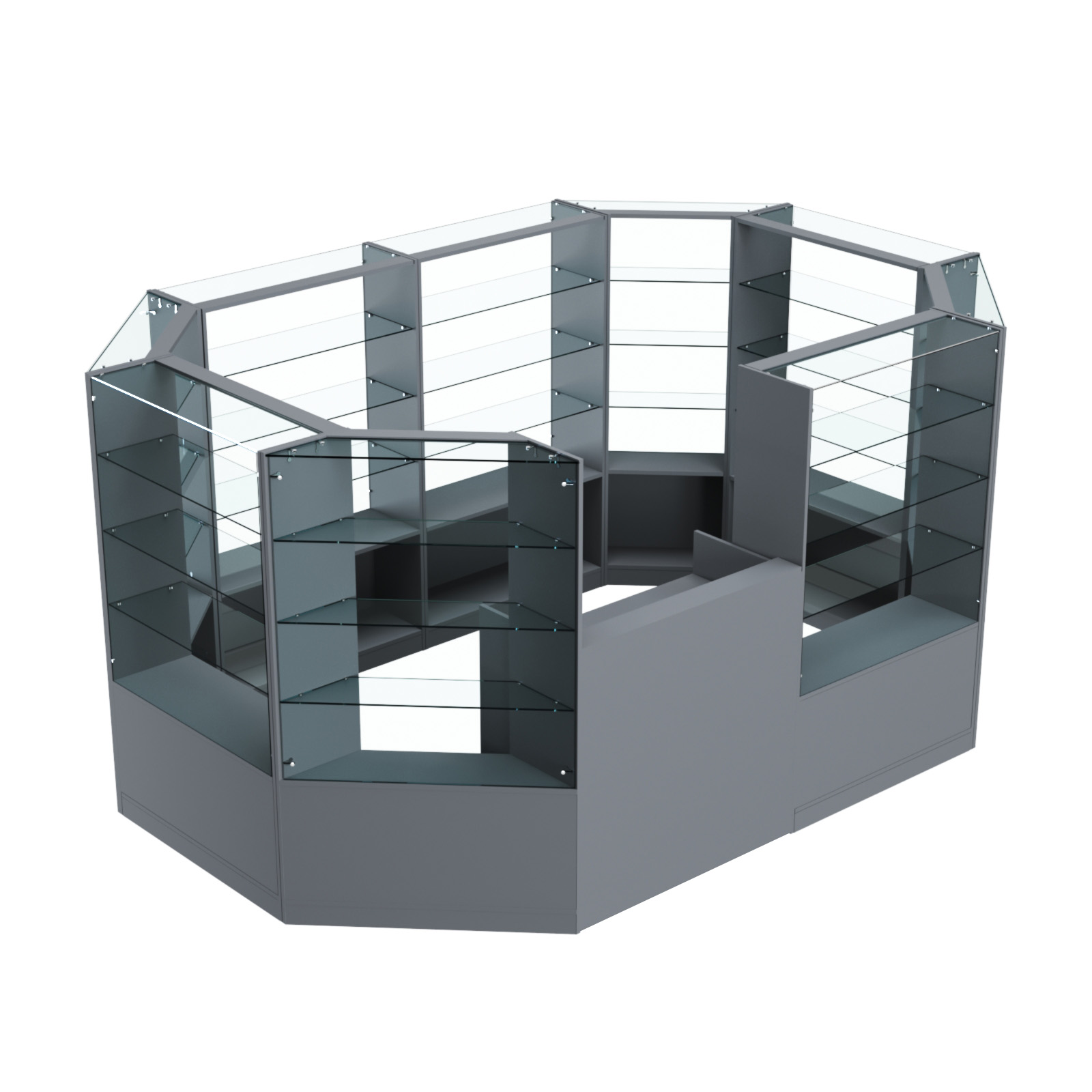 Торговый островок в центр зала ГРАЦИЯ №2 (открытый) (6, 6 кв.м) Темно-Серый