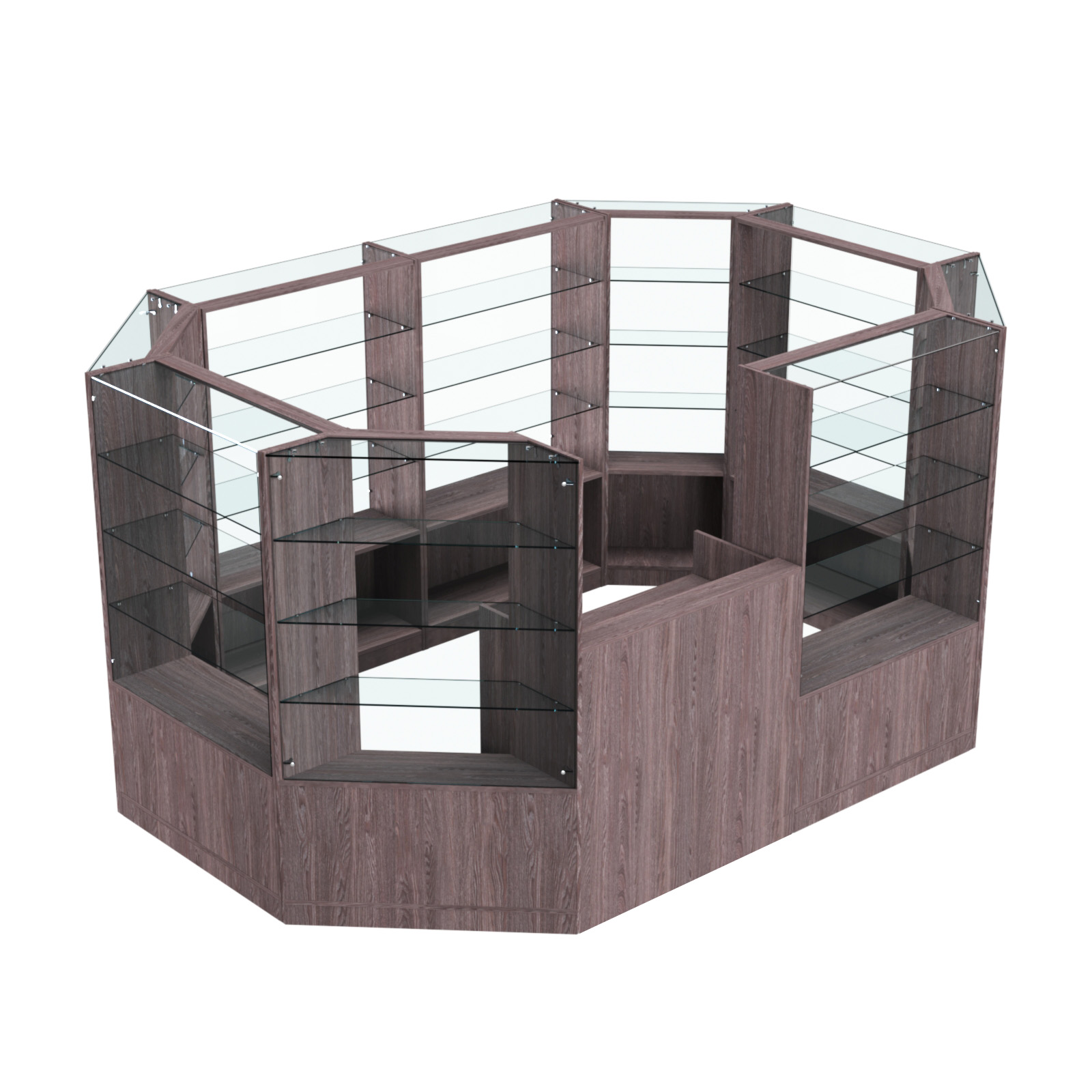 Торговый островок в центр зала ГРАЦИЯ №2 (открытый) (6, 6 кв.м) Ясень Анкор темный