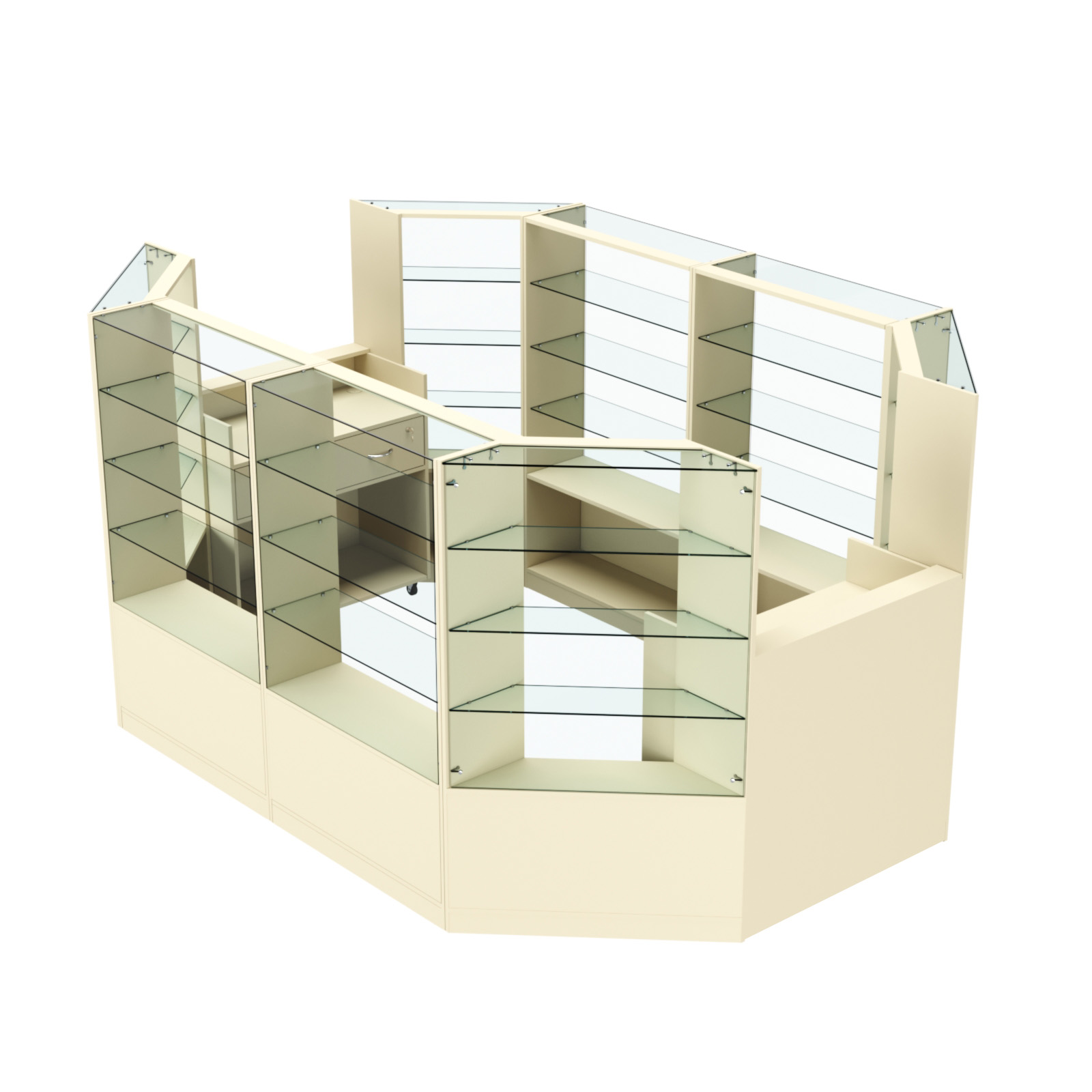 Торговый островок в центр зала ГРАЦИЯ №3 (открытый) (6, 6 кв.м) Крем Вайс