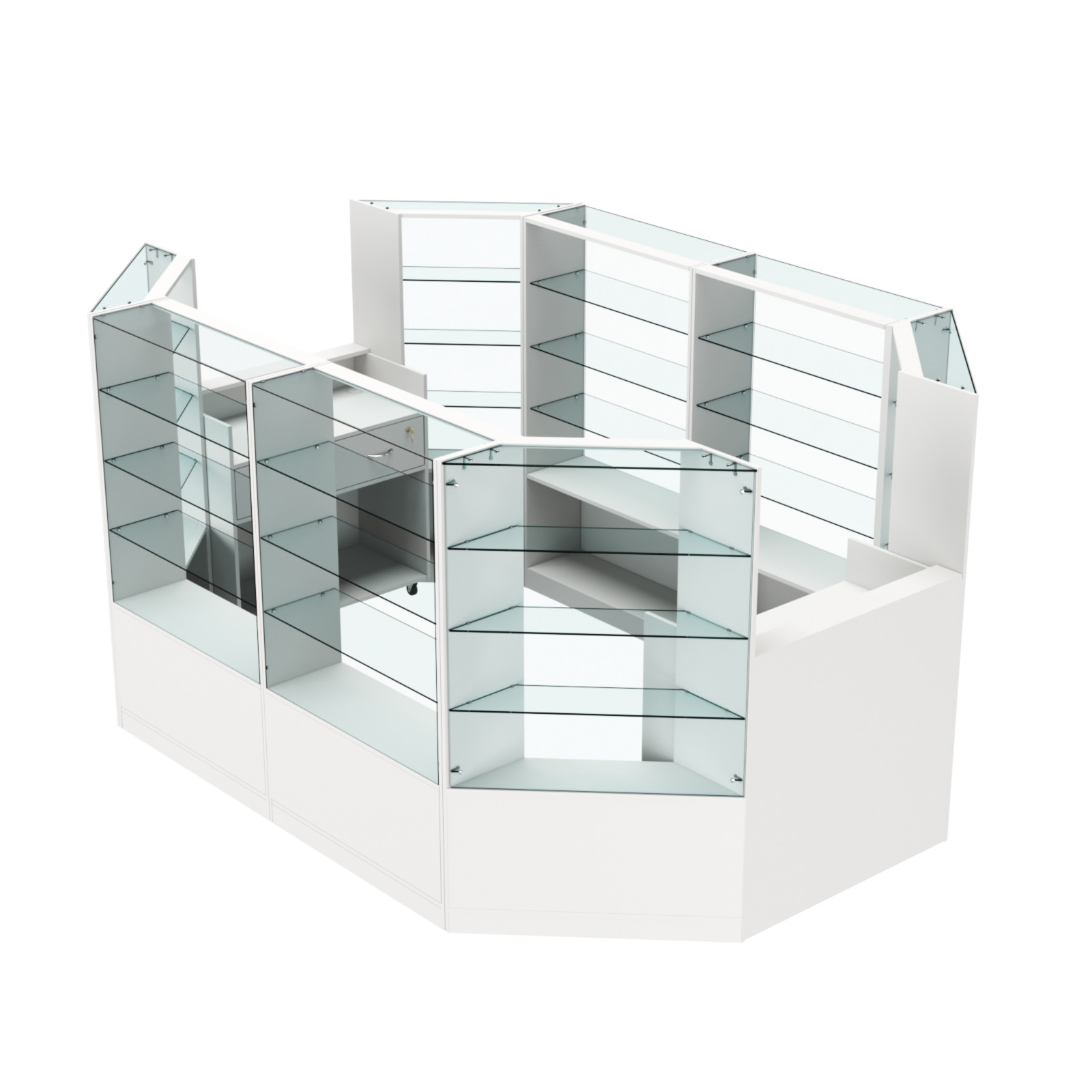 Торговый островок в центр зала ГРАЦИЯ №3 (открытый) (6, 6 кв.м) Белый