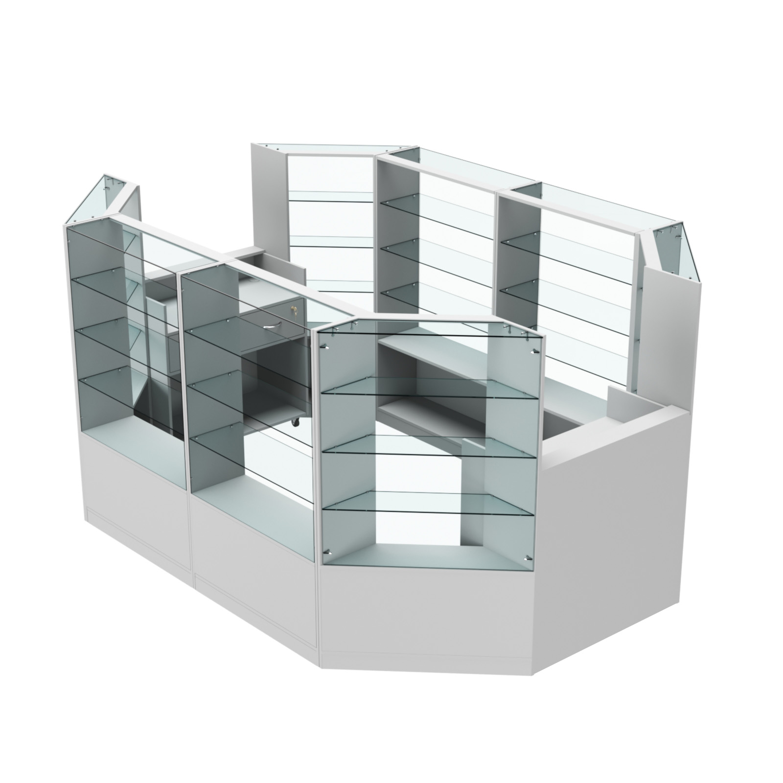 Торговый островок в центр зала ГРАЦИЯ №3 (открытый) (6, 6 кв.м) Серый