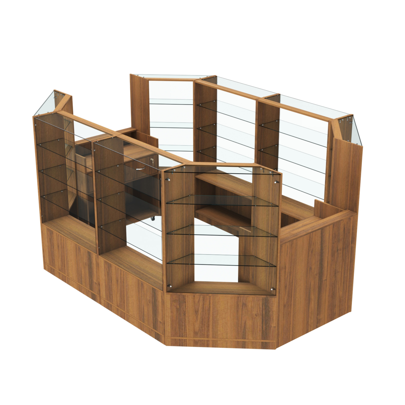 Торговый островок в центр зала ГРАЦИЯ №3 (открытый) (6, 6 кв.м) Орех