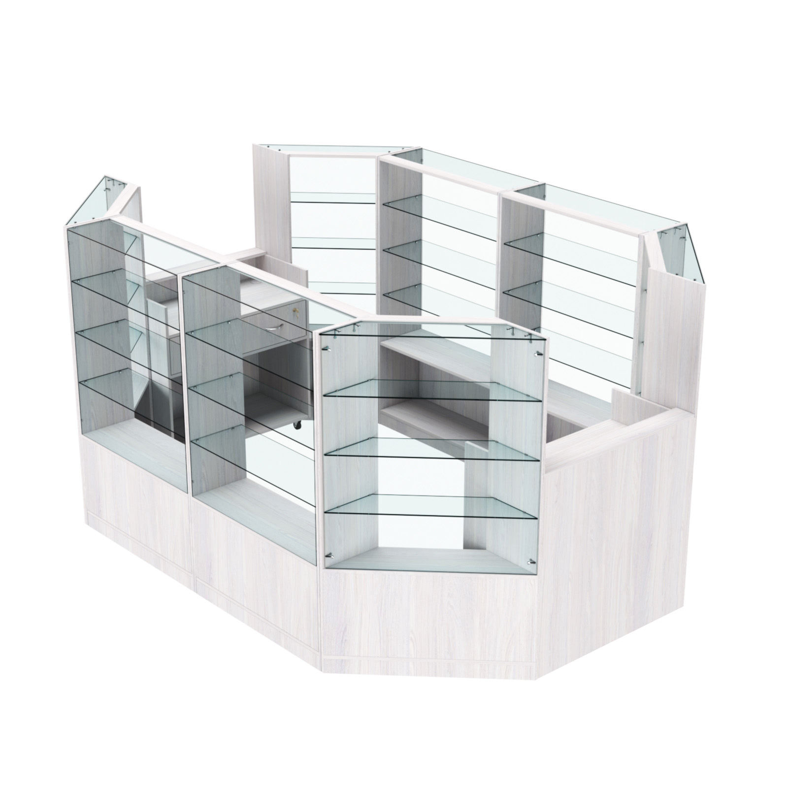 Торговый островок в центр зала ГРАЦИЯ №3 (открытый) (6, 6 кв.м) Ясень Анкор светлый