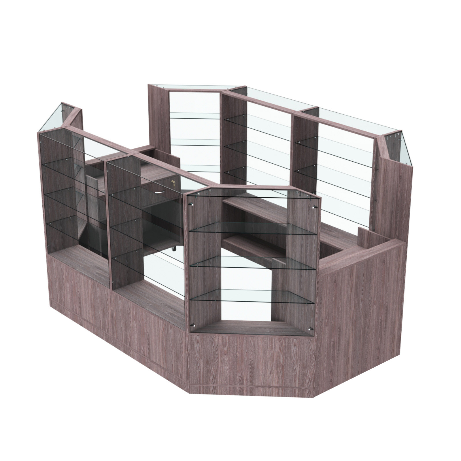 Торговый островок в центр зала ГРАЦИЯ №3 (открытый) (6, 6 кв.м) Ясень Анкор темный