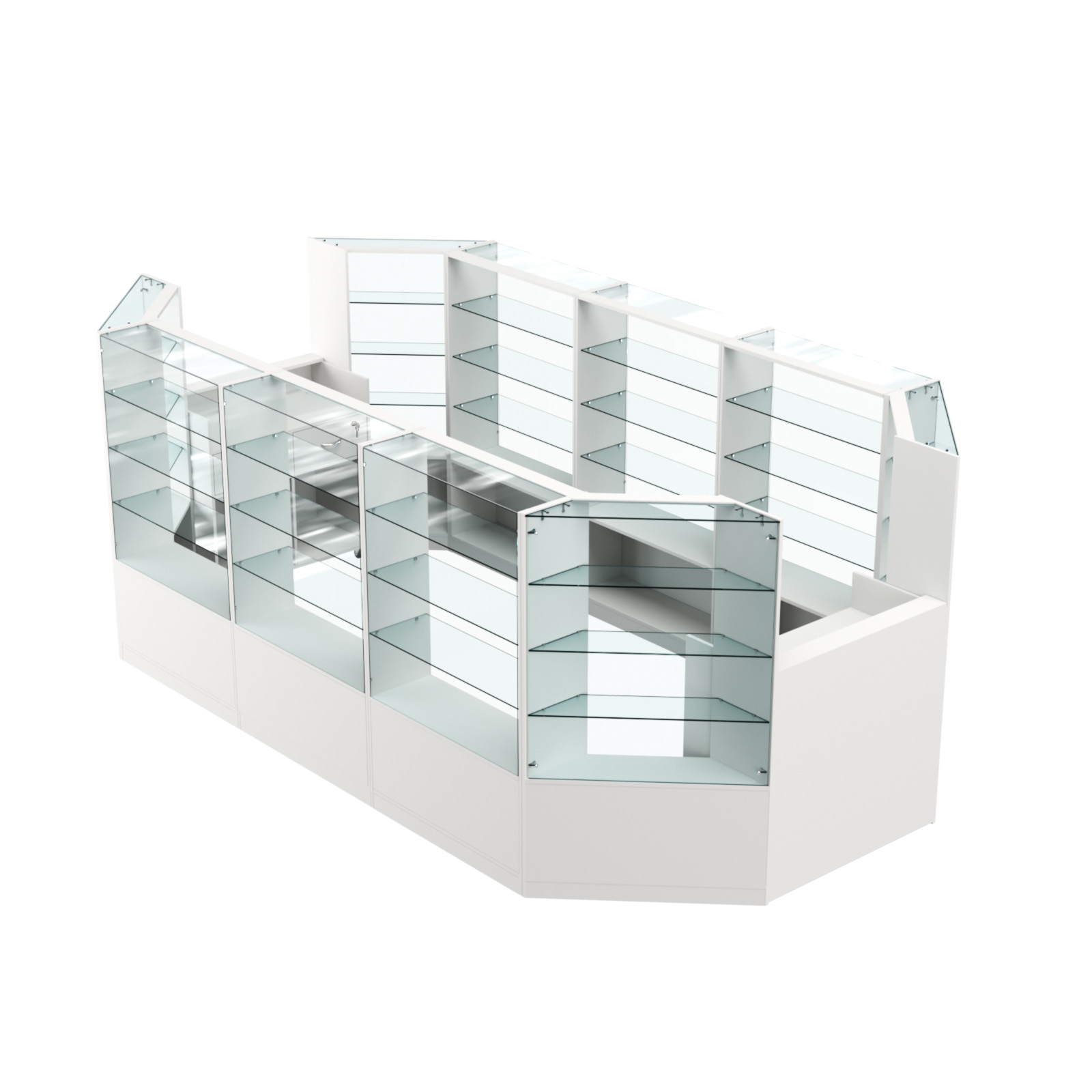 Торговый островок в центр зала ГРАЦИЯ №4 (открытый) (8, 55 кв.м) Белый